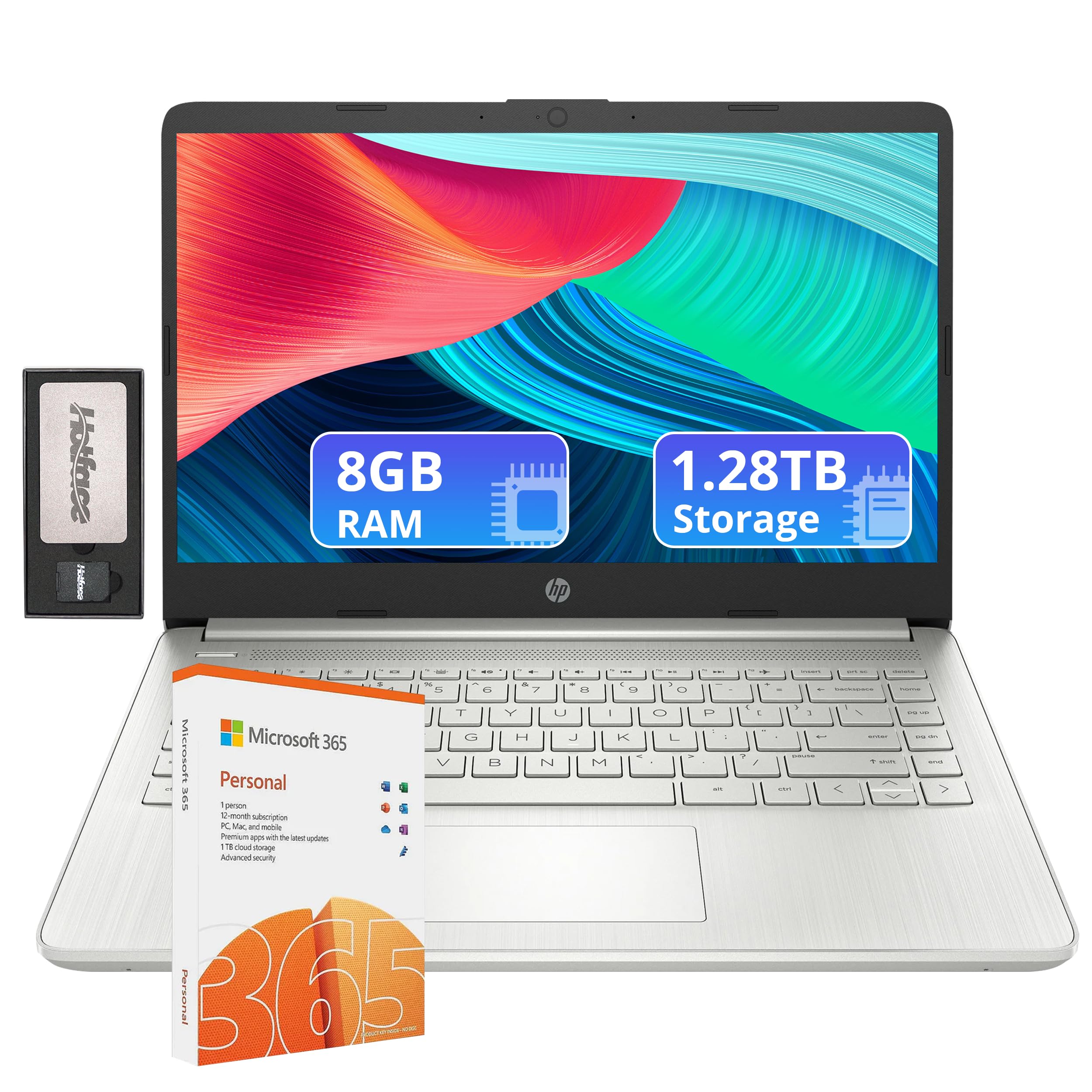 HP Flagship 14 Laptop with 1 Year Office 365 | 8GB RAM | 1.28TB Storage(128GB EMMC & 160GB Docking Station & 1TB Cloud Storage) 