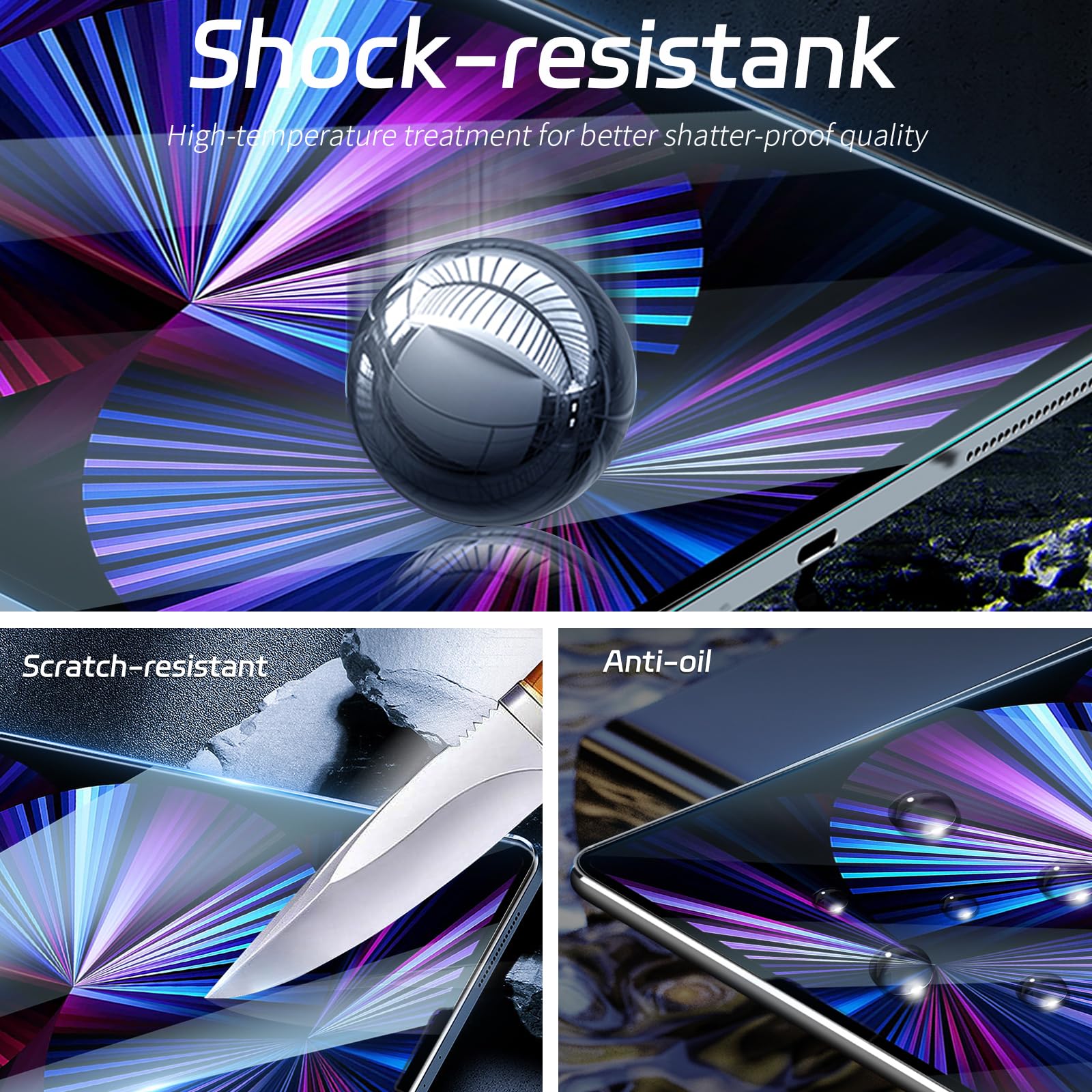 Zenrich [2Pack] Tempered Glass Screen Protector For Ipad Pro 11 Inch (4Th/3Rd/2Nd Generation) With [Anti Blue Light] [Anti Glare