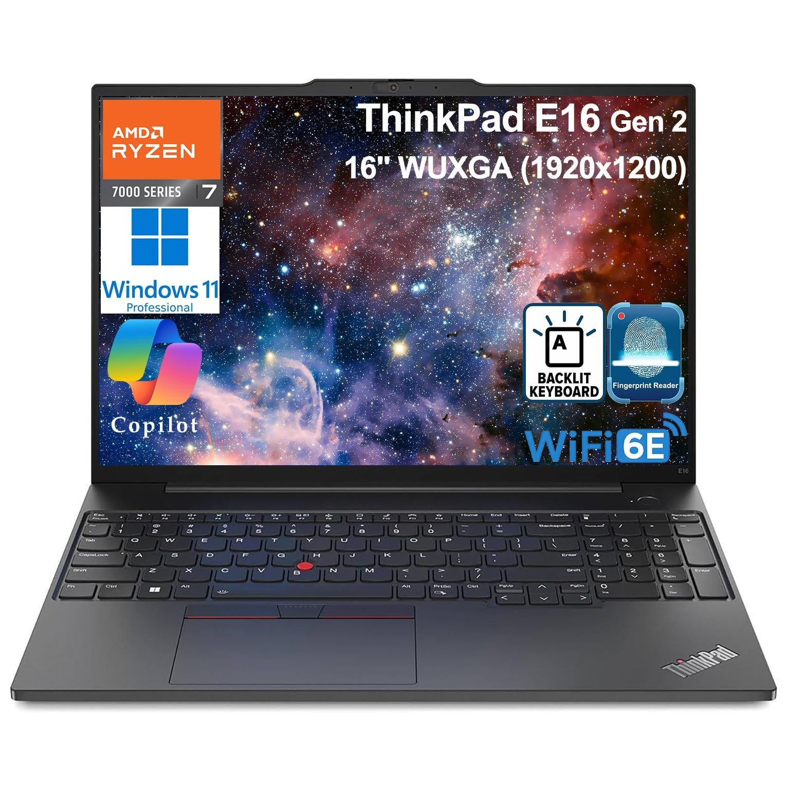 Lenovo ThinkPad E16 G2 Business Laptop Computer, 16GB DDR5 RAM, 1TB PCIe SSD, AMD 8-Core Ryzen 7 7735HS (Beat i7-1360P), 16 FHD+
