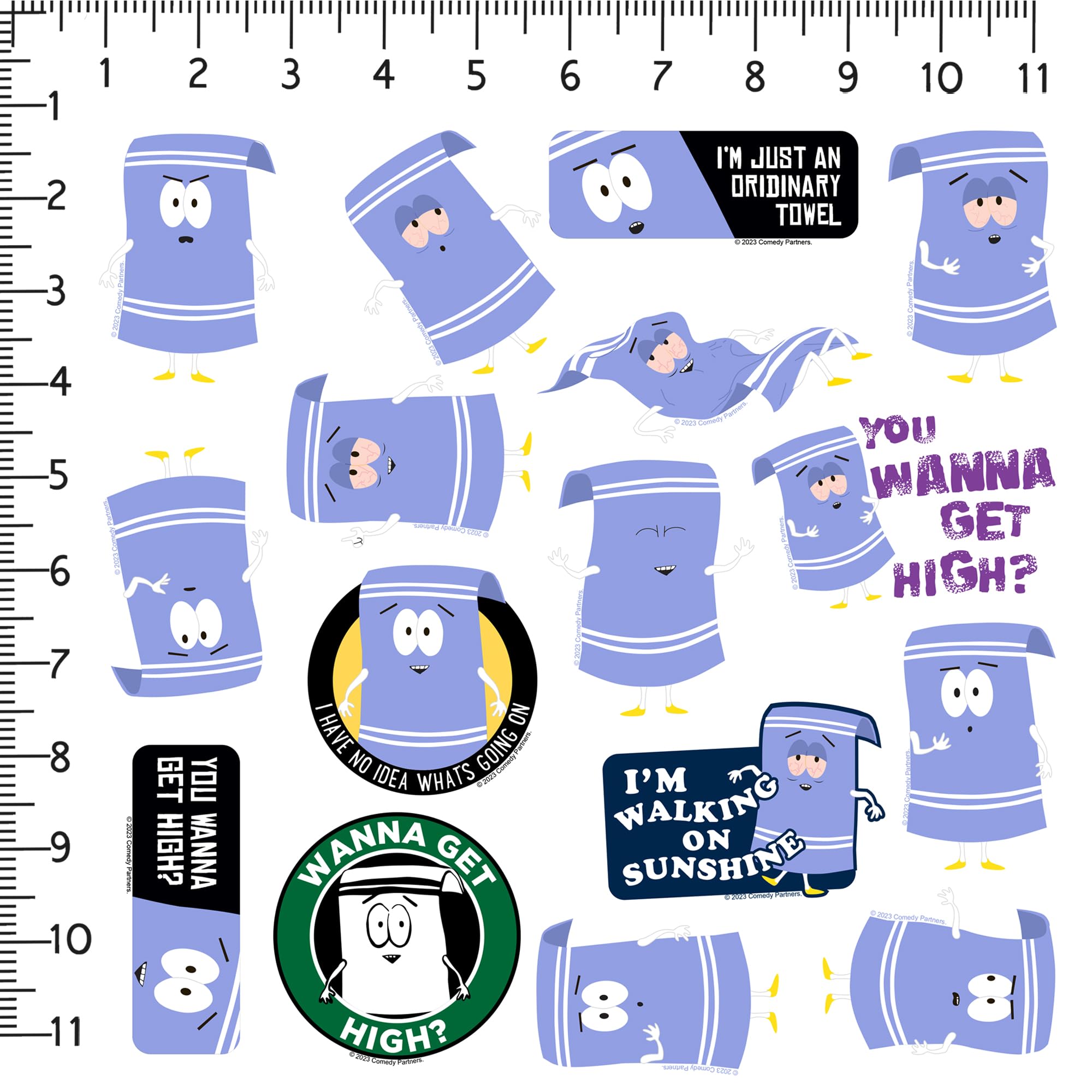 GRAPHICS & MORE South Park Towelie Vinyl Sticker Pack - 50ct for Laptop, Water Bottle, Scrapbooking, Indoor/Outdoor Use