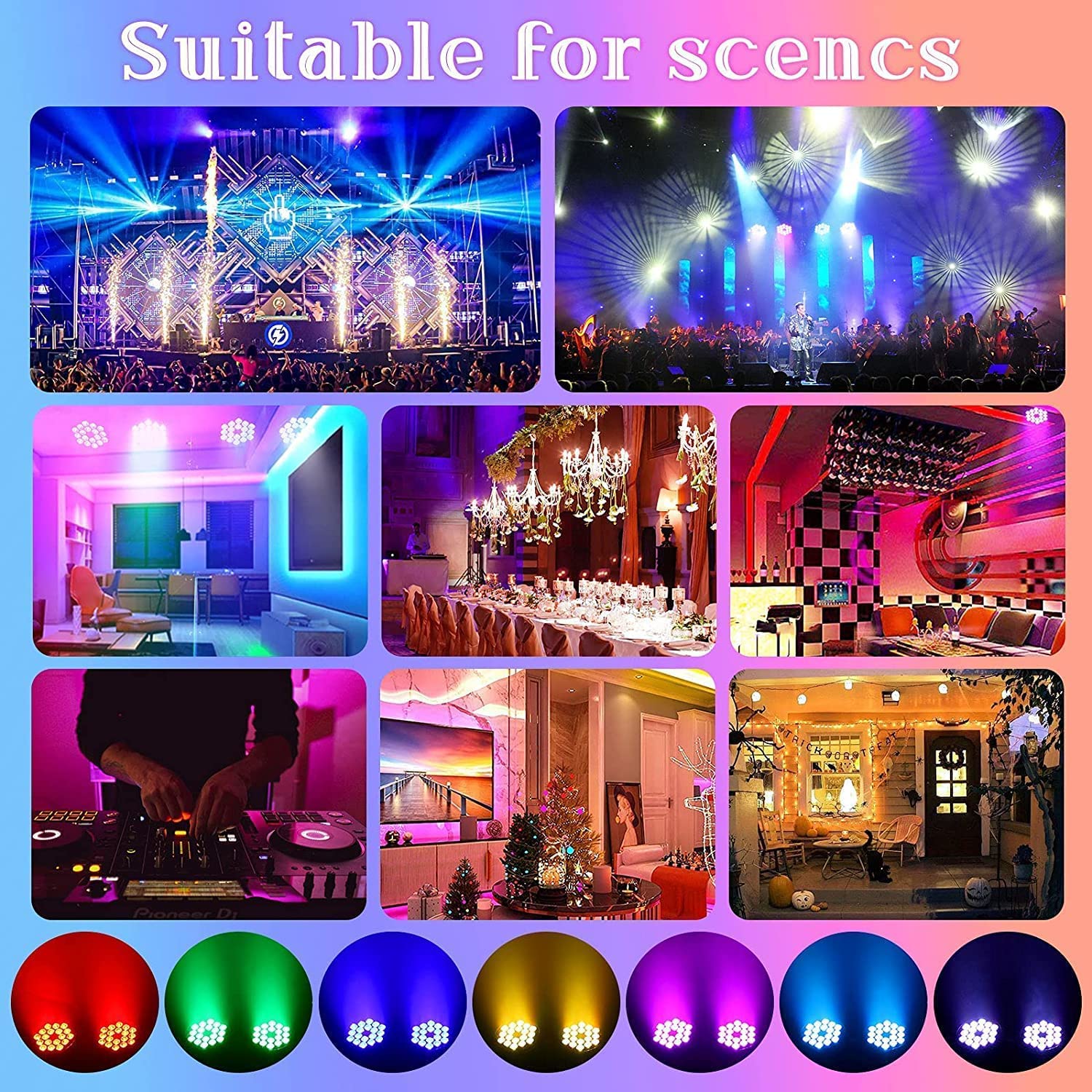 Par Lights Led Stage Lights, Uking 10Wx18 Rgbw Uplights Stage Lighting Effect By Dmx And Sound Activated Control Wash Light For