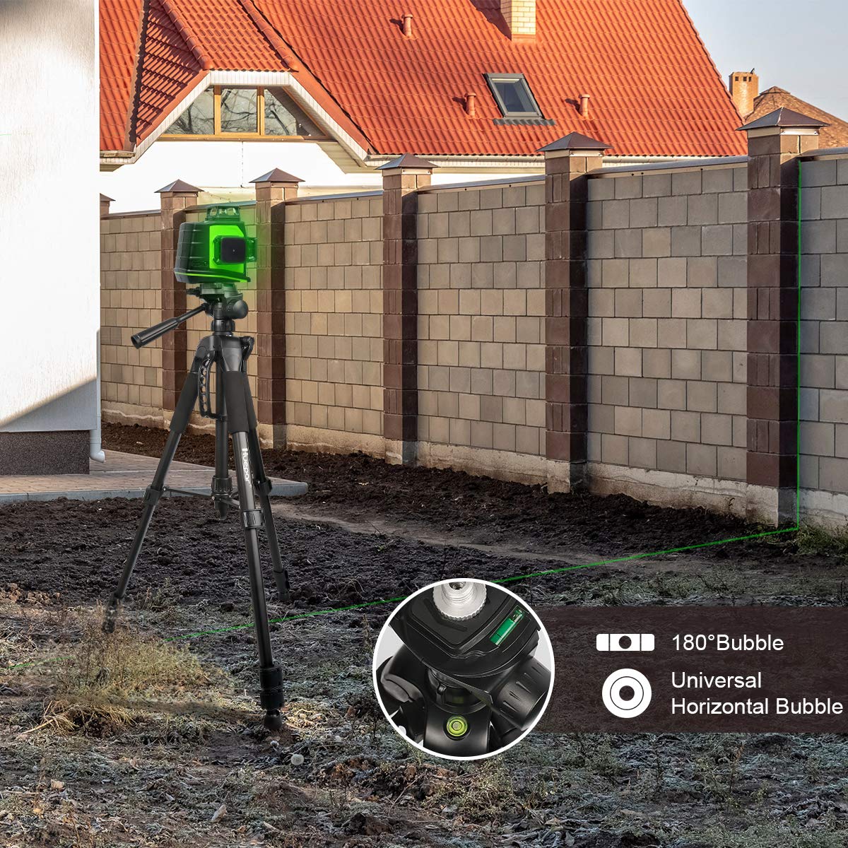 Laser Level Tripod, Huepar 56 Inch Extendable Height Tripod Use With Line Lasers, Point Lasers, Laser Distance Measures, 1/4' And 5/8' Thread Mount, Multi Function Hook, Non Skid Feet, Tpd14