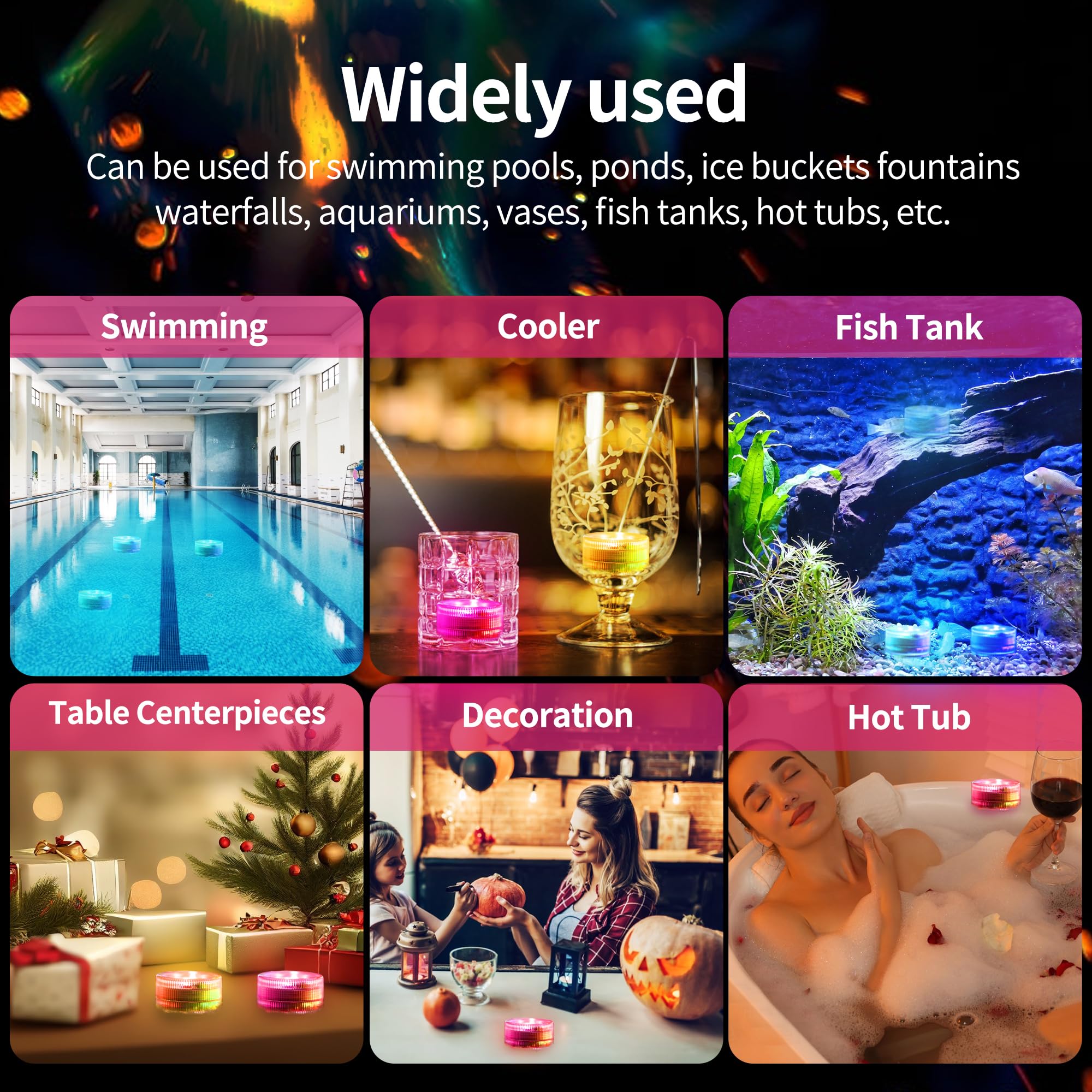 Aled Light Submersible Led Lights With Remote,6 Pcs Mini Rgbw Pool Light,Waterproof Pond Tea Light,Underwater Lights,Suitable Fo