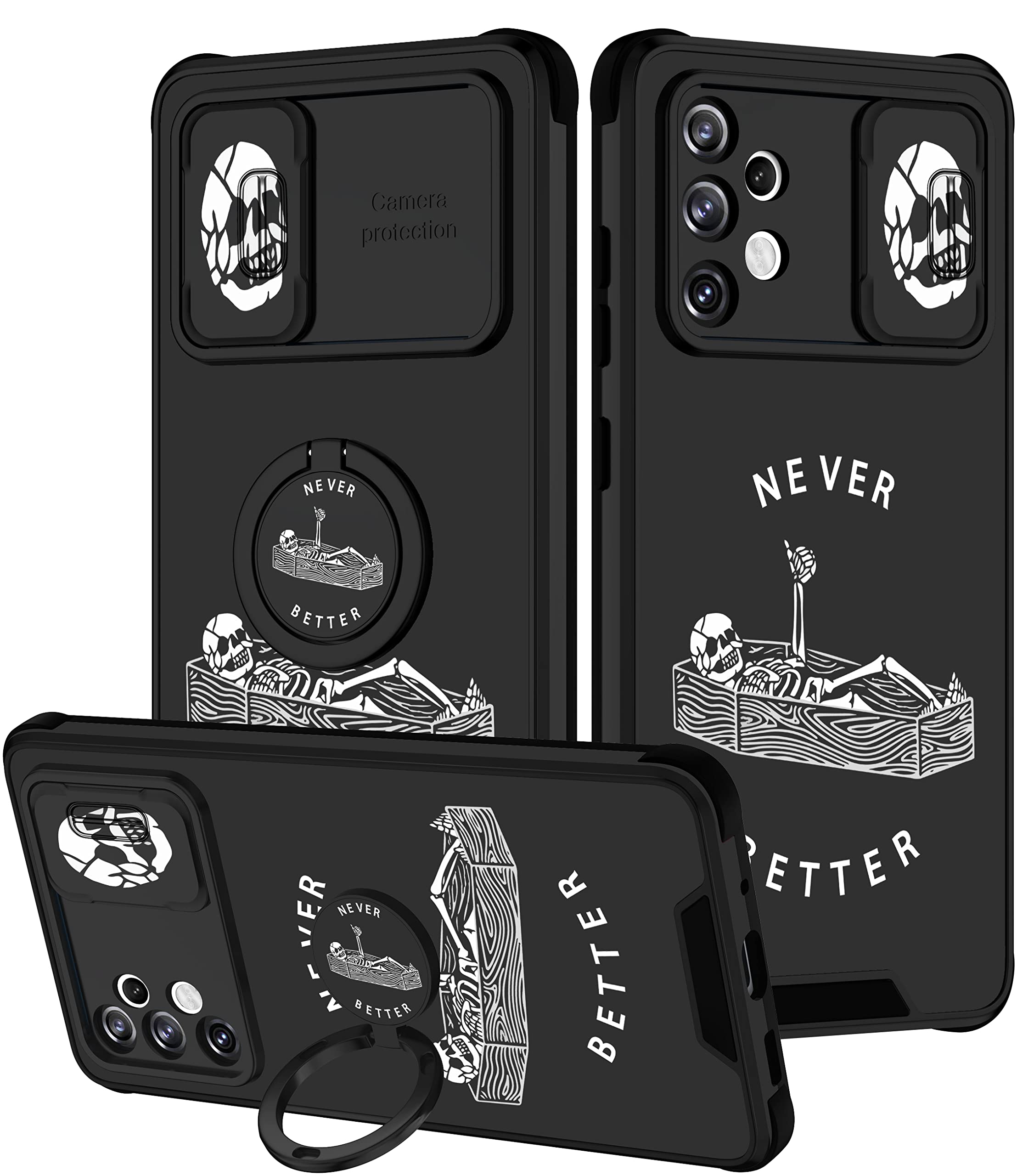 Goocrux (2In1 For Samsung Galaxy A32 5G Case Skull Skeleton Women Girls Cute Gothic Phone Cover Horror With Slide Camera Cover+R