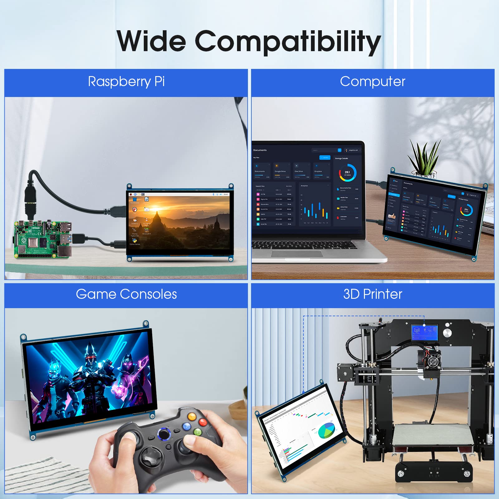 Elecrow 7 Inch Touch Screen Monitor For Raspberry Pi Screen 1024X600 Ips Lcd Mini Monitor For Raspberry Pi 5 4 3 400 Windows 11/