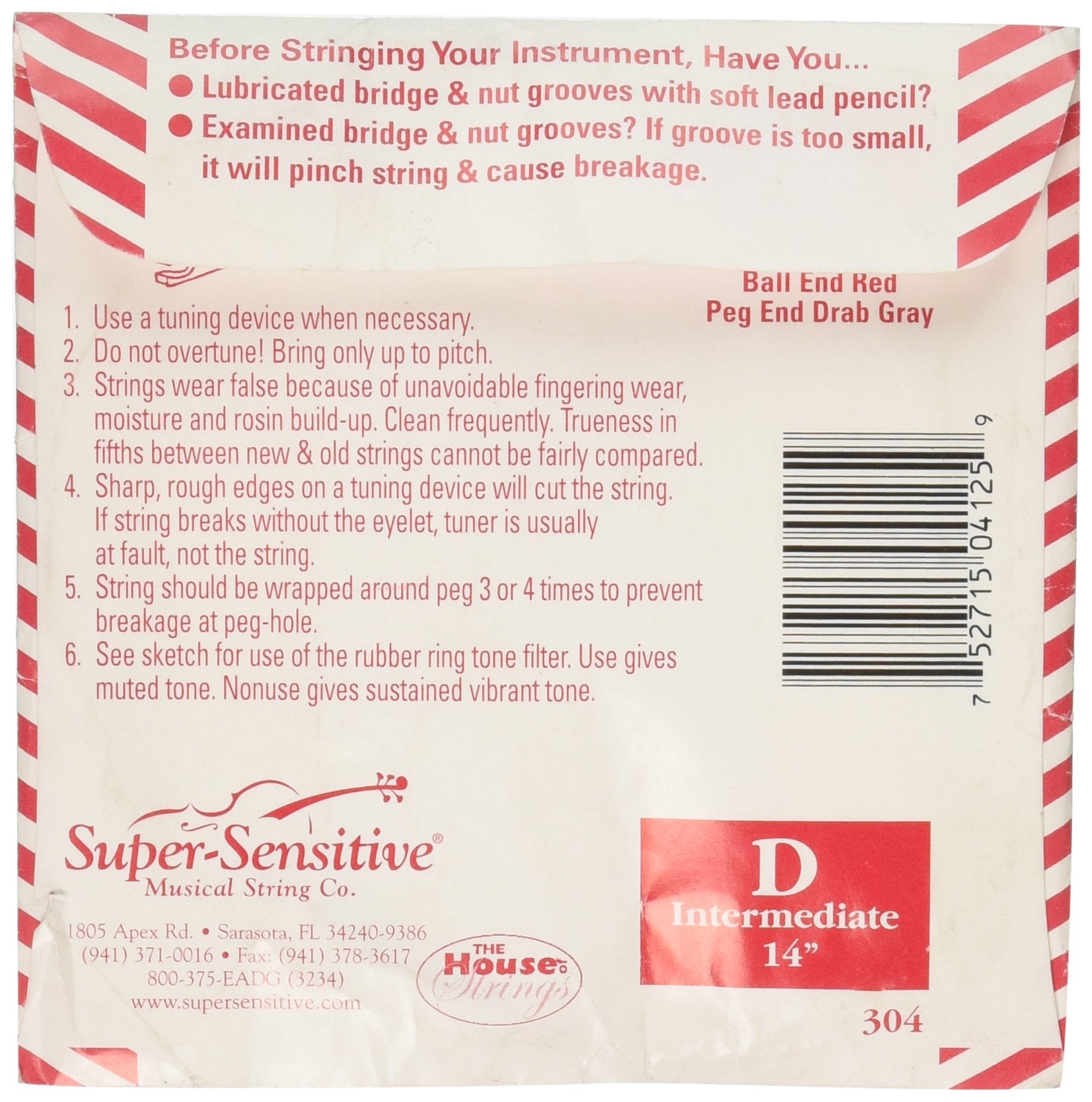 Super Sensitive Red Label Viola D String 14'' Intermediate