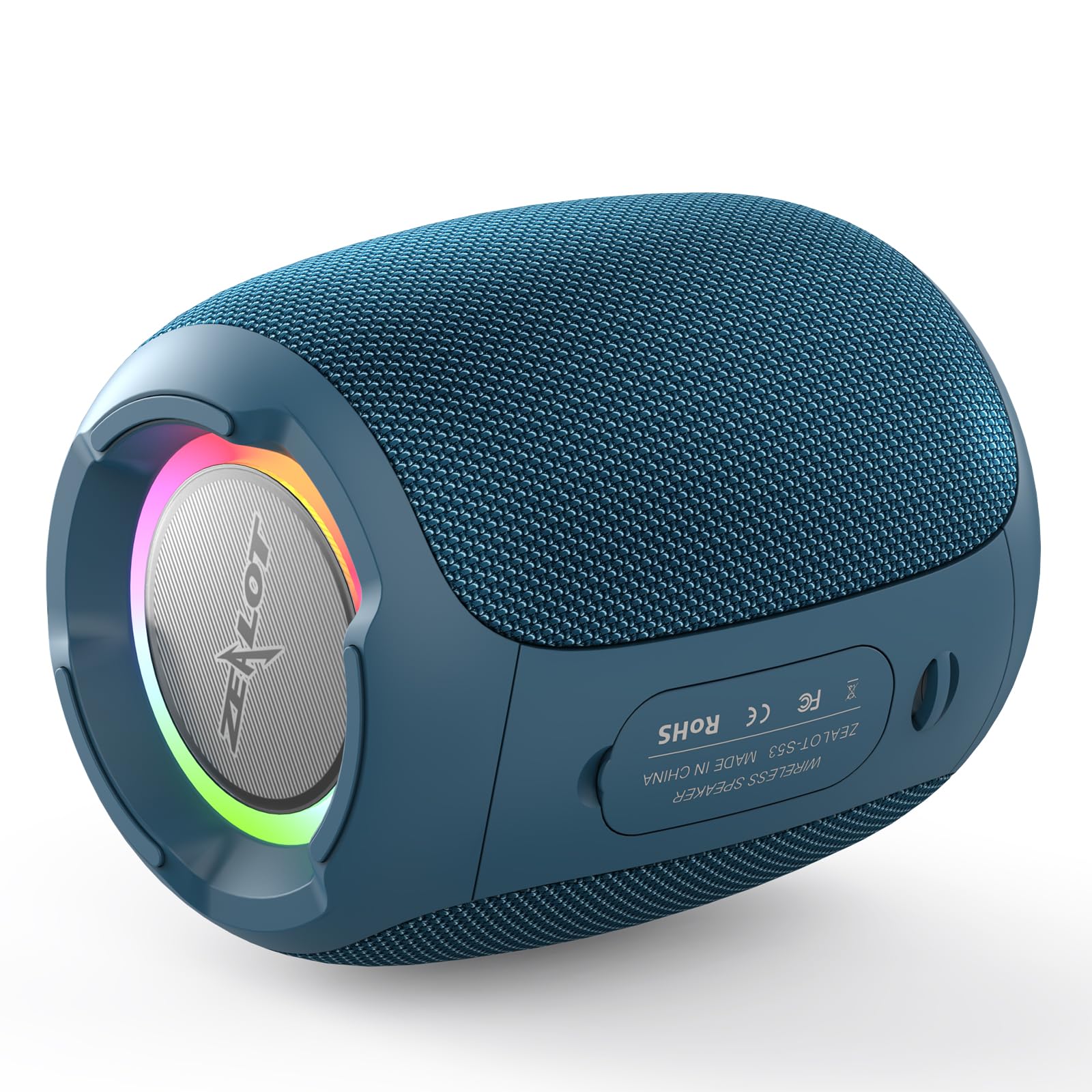 Zealot Bluetooth Speaker, Portable Speaker Bluetooth Wireless, 20W Stereo Sound, Ipx6 Waterproof Speaker With Led Lights, Portable Speake For Shower Party Outdoor Hometravel Hiking (Dark Blue)