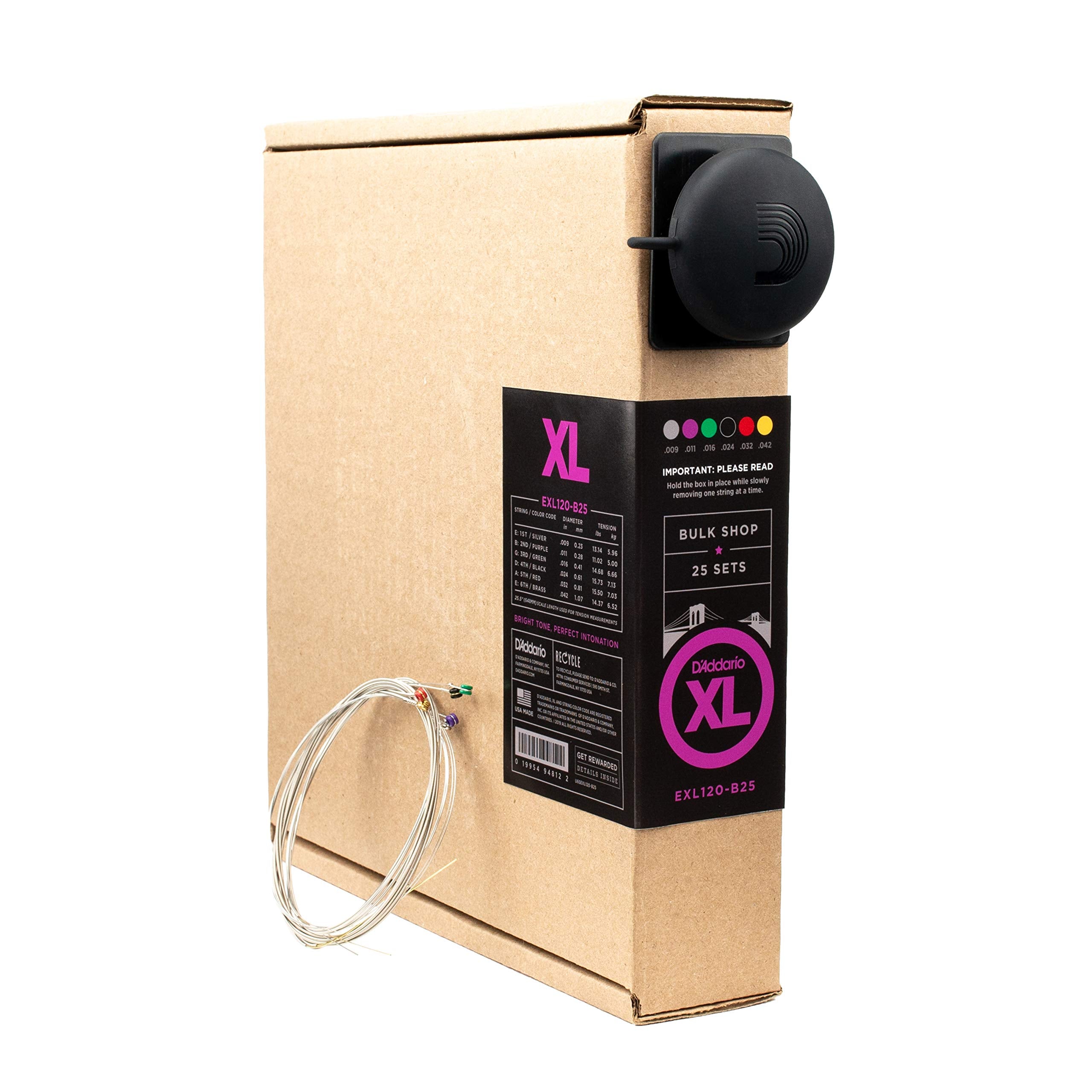D'Addario Guitar Strings   Xl Nickel Electric Guitar Strings   Exl120 B25   Perfect Intonation, Consistent Feel, Reliable Durability   For 6 String Guitars   09 42 Super Light, 25 Set Bulk Box