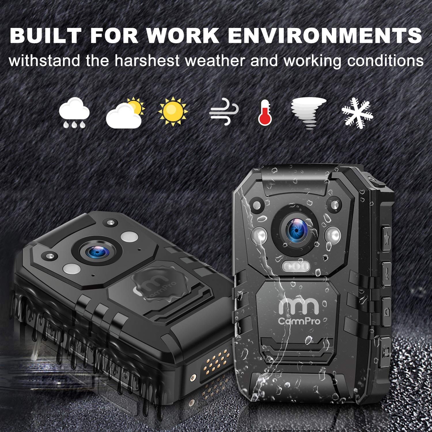 1296P Hd Police Body Camera,32G Memory,Cammpro I826 Premium Portable Body Camera,Waterproof Body Worn Camera With 2 Inch Display