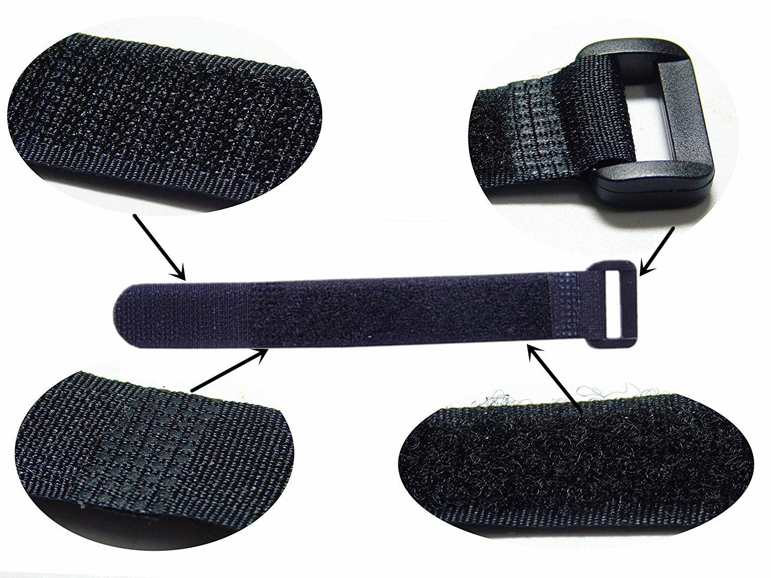 Elantek 25Pcs Black Reusable Fastening Cable Straps, Hook And Loop Cable Tie Down Straps 0.8'' X 6''