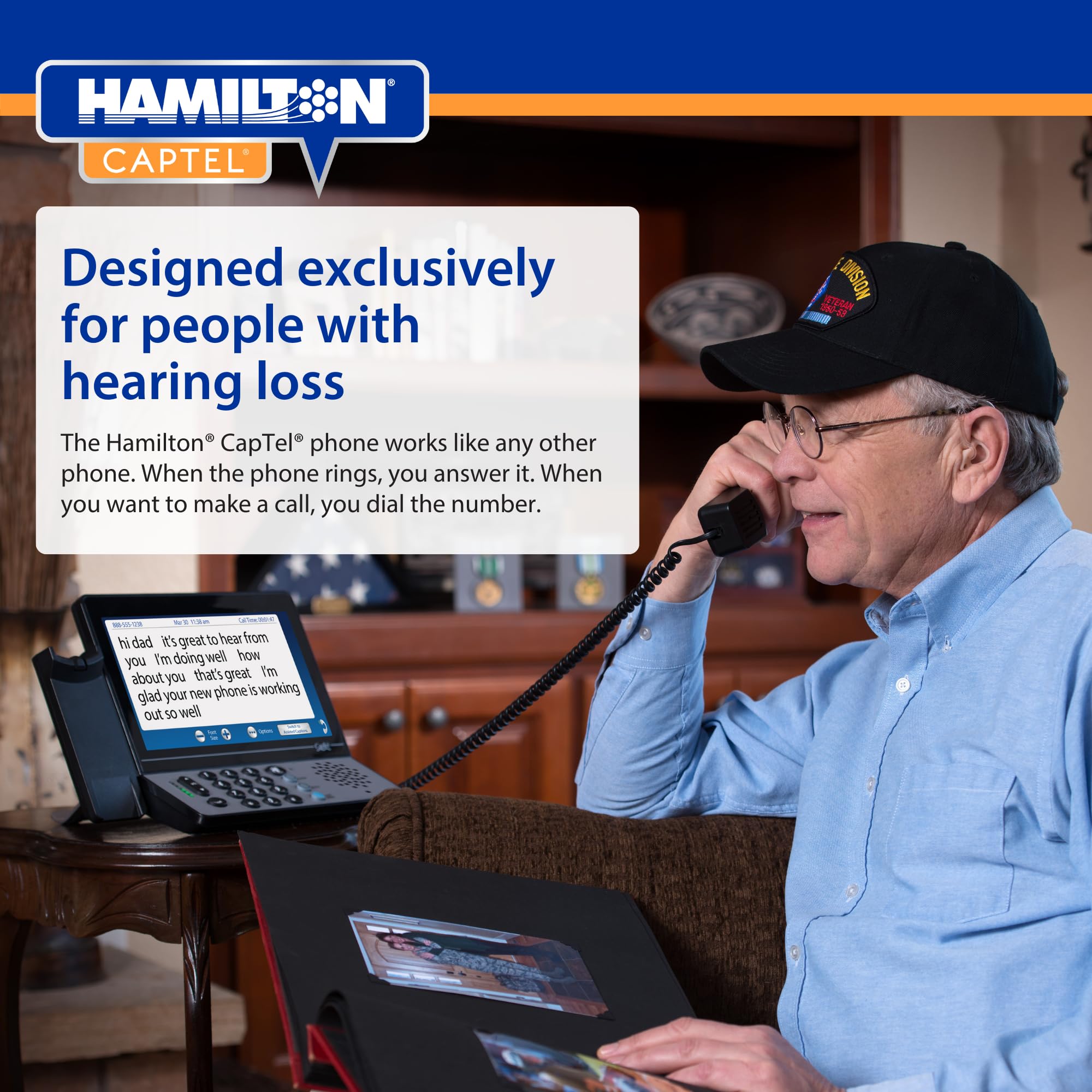 Hamilton Captel 2400Ispnbt Captioned Telephone, Hearing Impaired Phones, Volume Control With Up To 40Db Amplification Gain, Larg