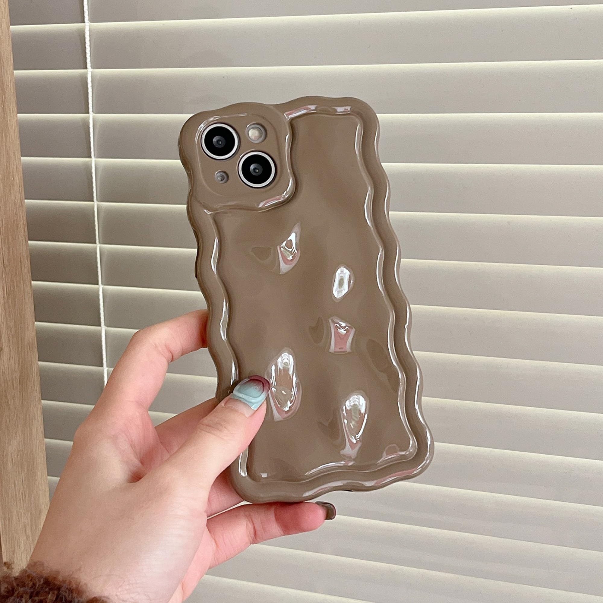 Fabspark Case For Iphone 16 Plus,Cute 3D Solid Color Meteorite Bubble Water Ripple Curly Wavy Frame Case,Soft Tpu Shockproof Cas