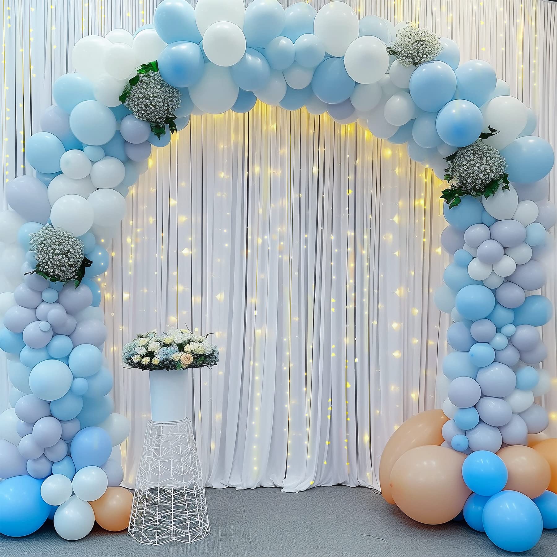 10Ft X 12Ft White Backdrop Curtains Panels For Party Wrinkle Free Fabric Backdrop Drapes Decorations Cloth For Wedding Baby Show