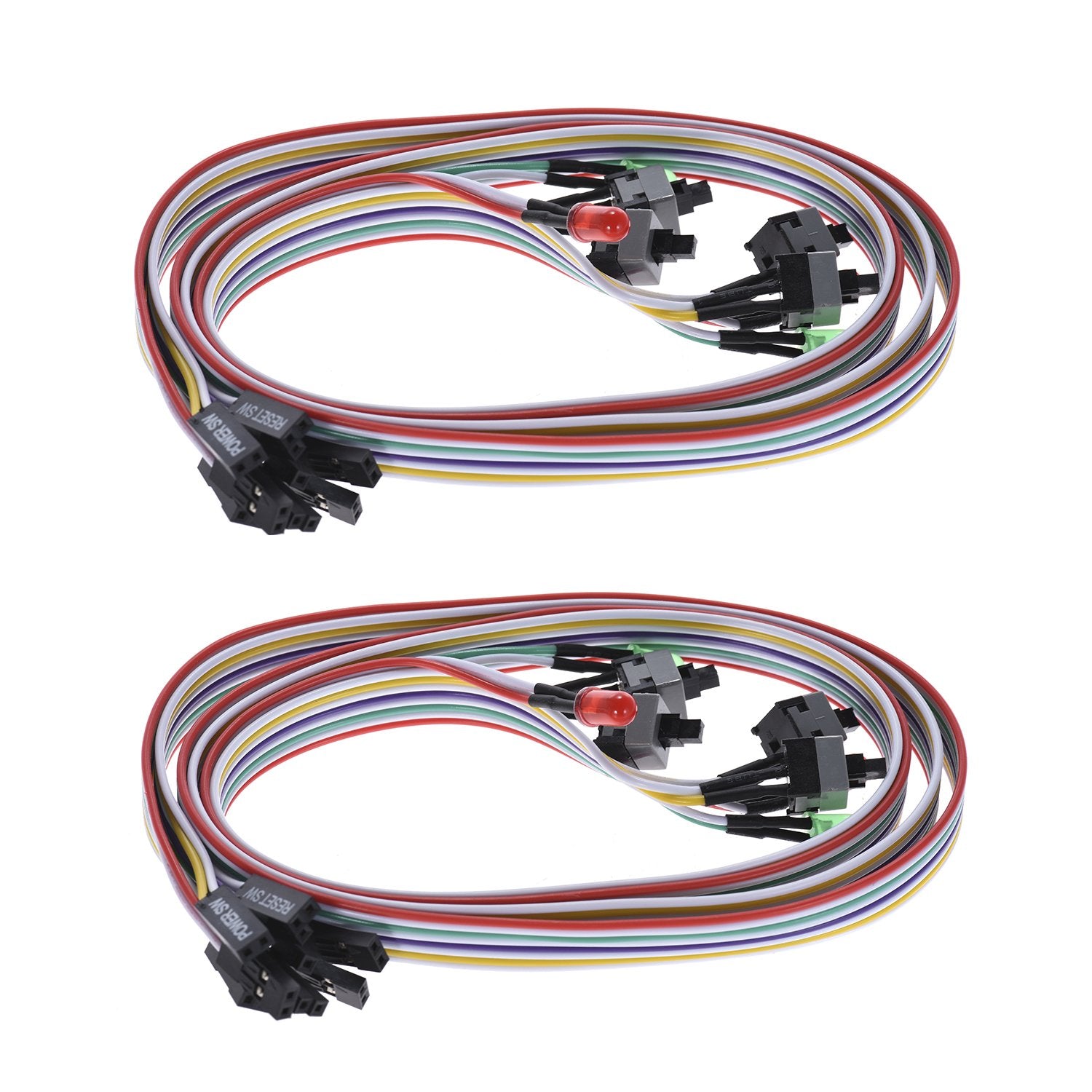 Warmstor 2 Pack Desktop Computer Case Motherboard On/Off/Reset/Hdd Switch Power Cord Pc Power Button Switch Power Sw Cable Atx C