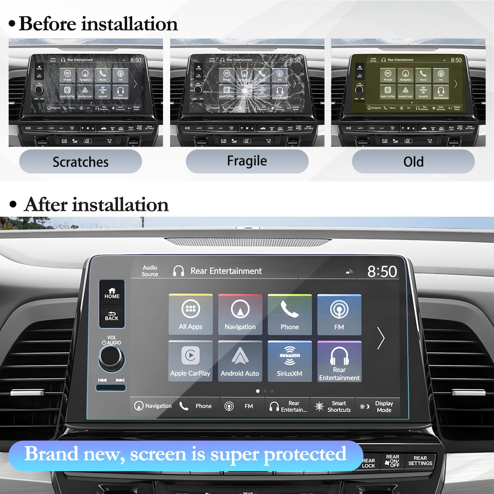 Sktu For 2025 Honda Odyssey Screen Protector 9 Inch For 2025 Honda Odyssey (Ex L/Sport L/Touring/Elite) 9 Inch Navigation Display, Honda Odyssey 2025 Accessories Tempered Glass [Anti Glare & Scratch, Hd Clear]