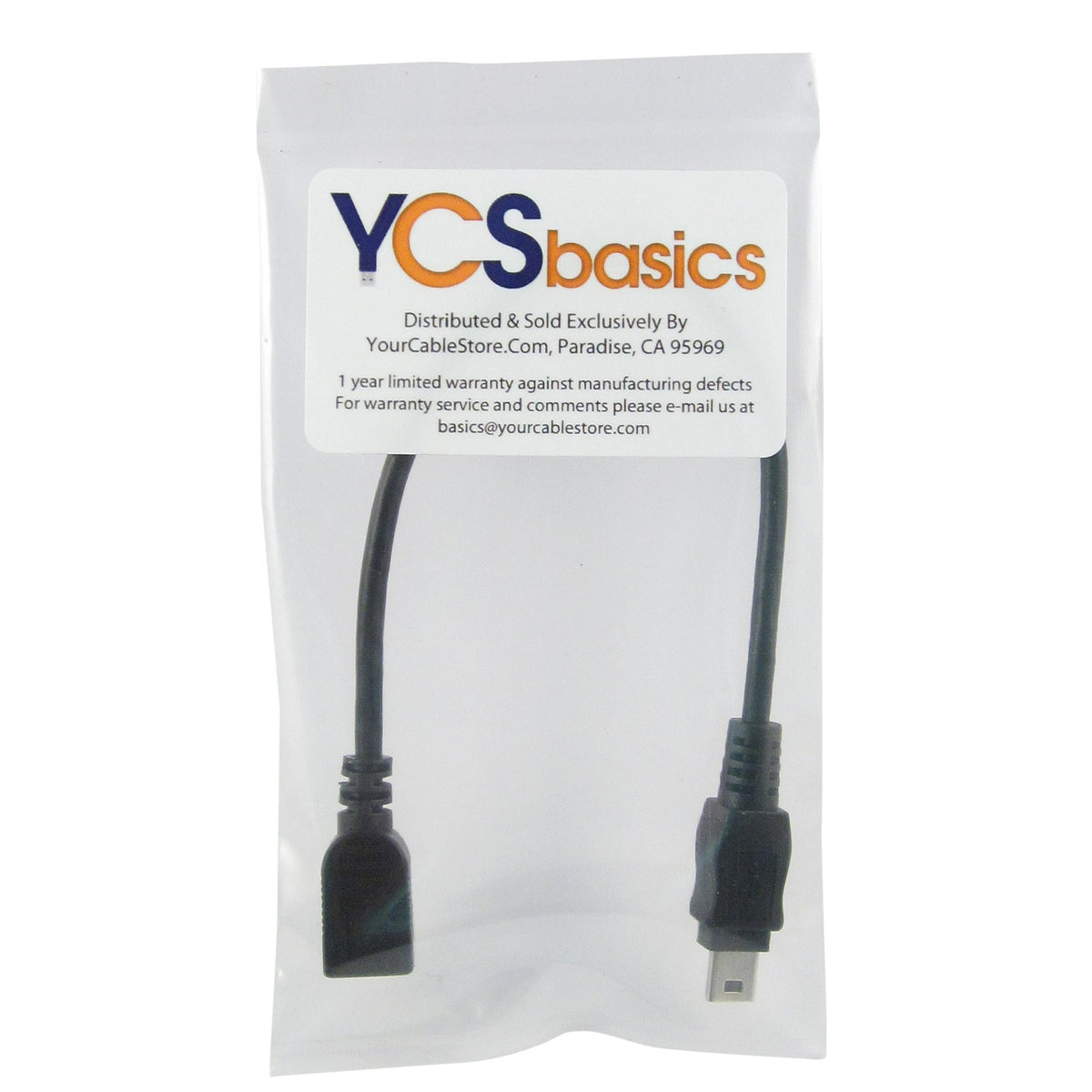YCS Basics Black 6 Inch USB 2.0 USB Mini B Male to USB Mini B Female ...