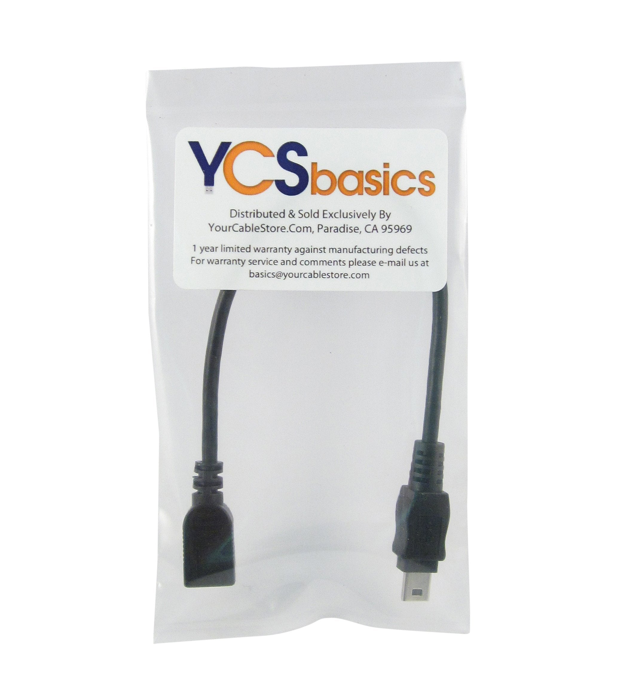 Ycs Basics Black 6 Inch Usb 2.0 Usb Mini B Male To Usb Mini B Female Cable