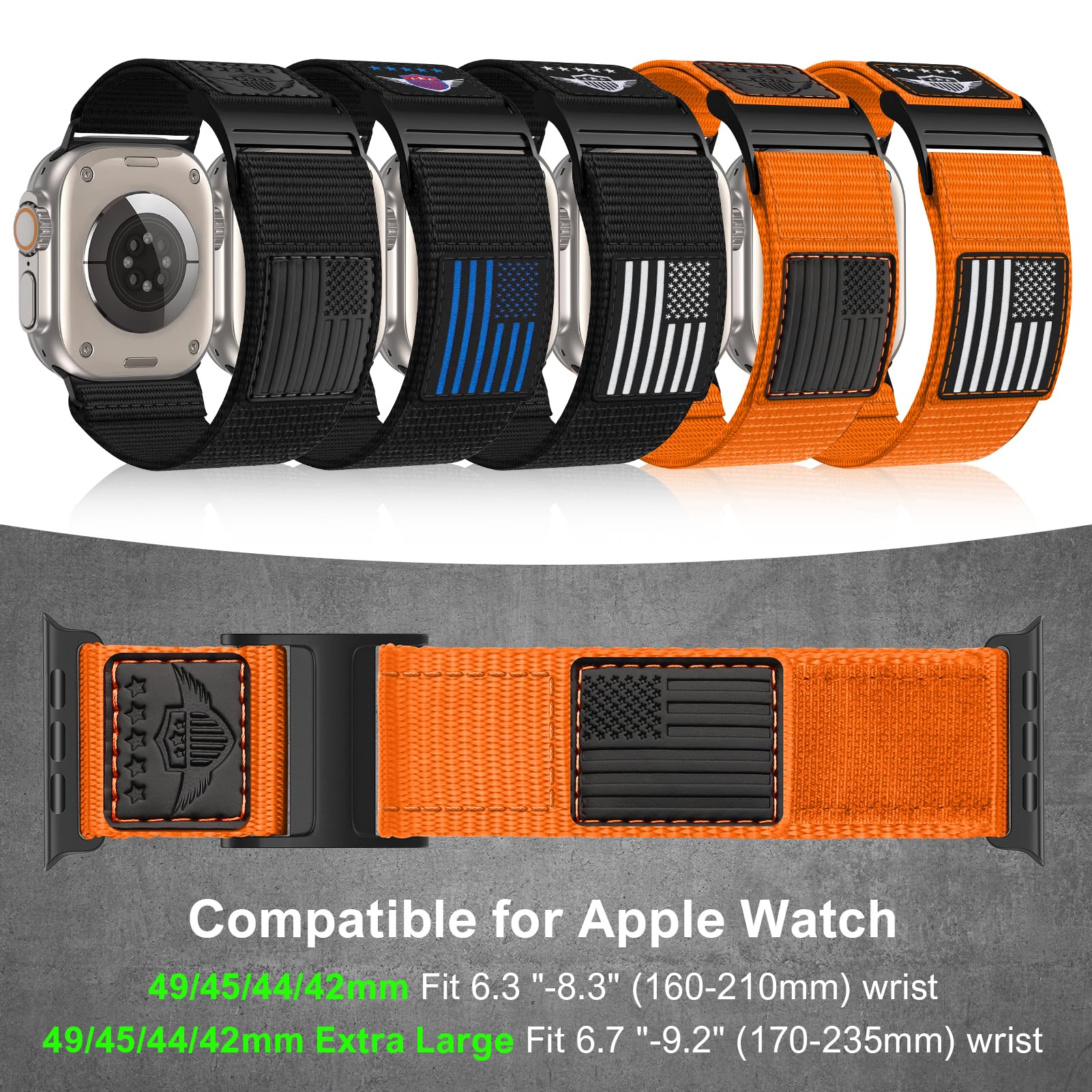 Rugged Nylon Band For Apple Watch Ultra Band 49Mm 45Mm 44Mm 42Mm,Soft Sport Loop Adjustable Wristbands Replacement Strap For App