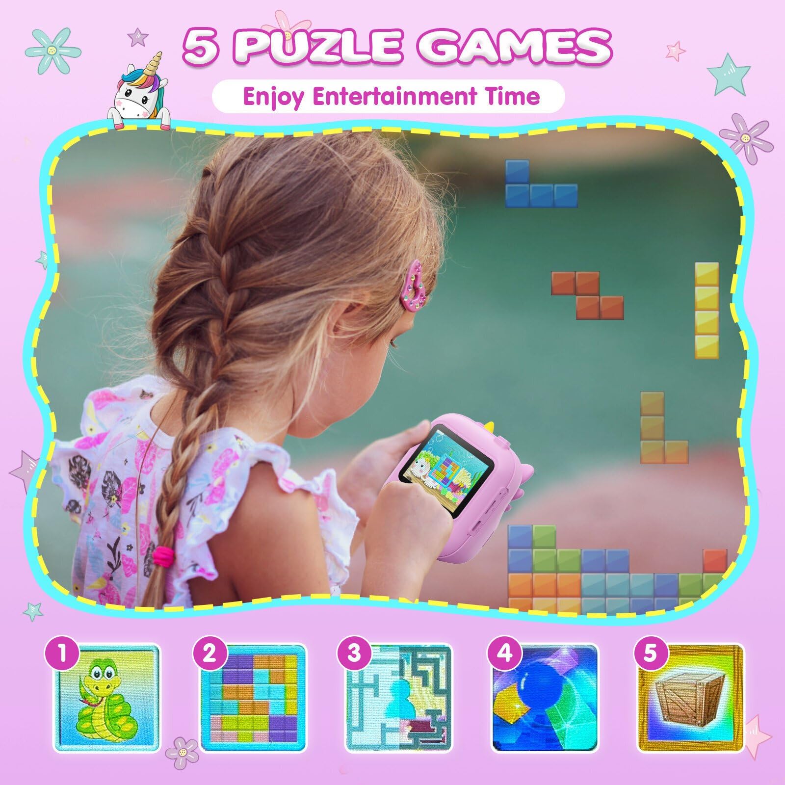 Camclid Kids Camera Instant Print, 12Mp & 1080P Instant Camera For Kids With 32G Card & Print Paper, Selfie Digital Video Camera