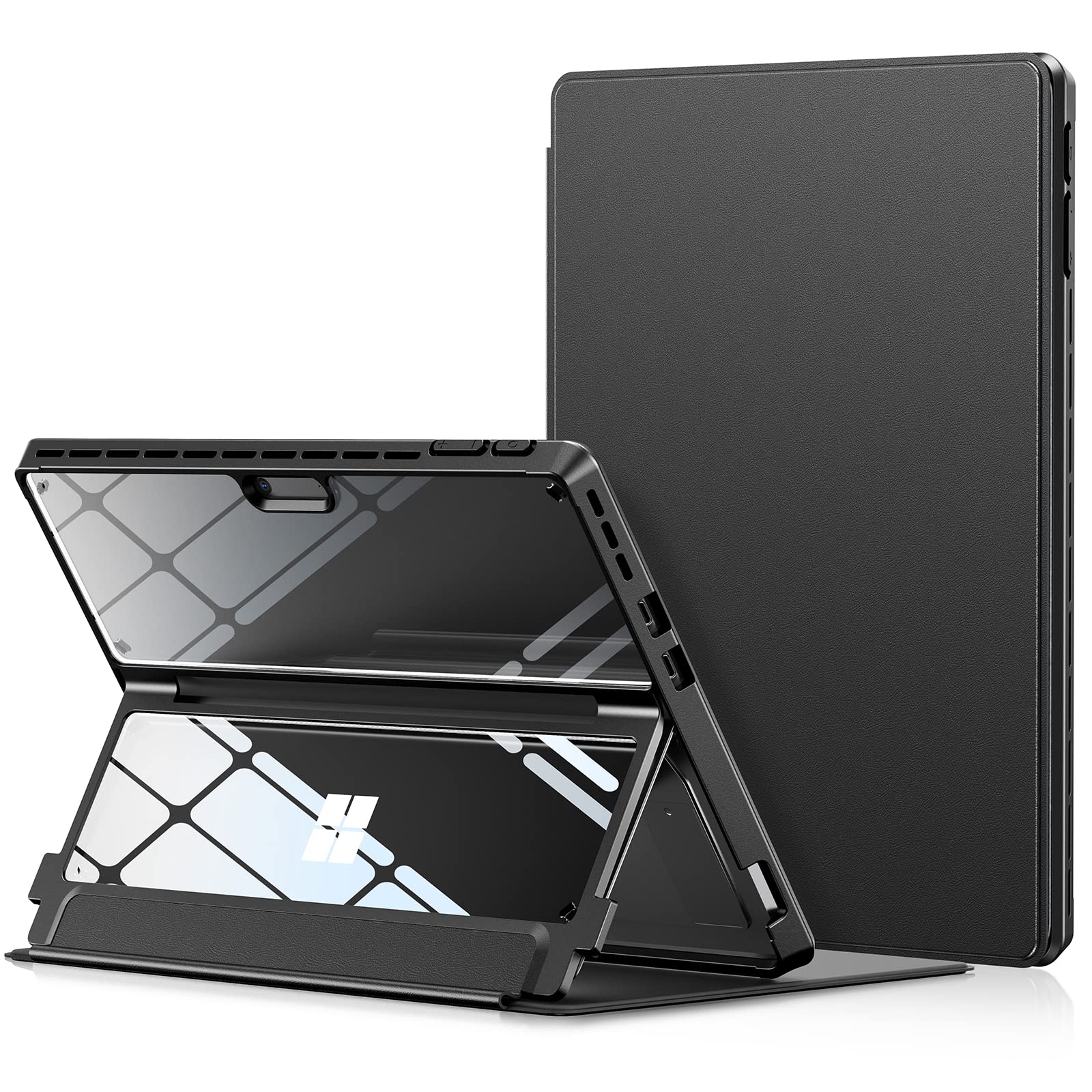Infiland Microsoft Surface Pro 11/10/9 Case, Military Grade Drop Protection High Clearity Case Leather Cover Designed For Surface Pro 11Th Edition Ai, Work With Type Cover Keyboard, Black