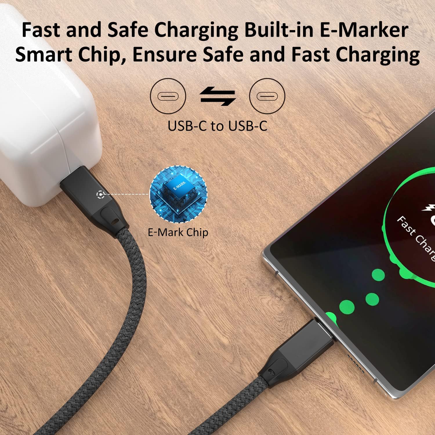 Usebean Usb C To Usb C Cable 15Ft 2Pack, Long Usb C 3.2 Gen 2X2 20Gbps Data Cable 4K Video 100W, Type C Pd Charger Fast Charging
