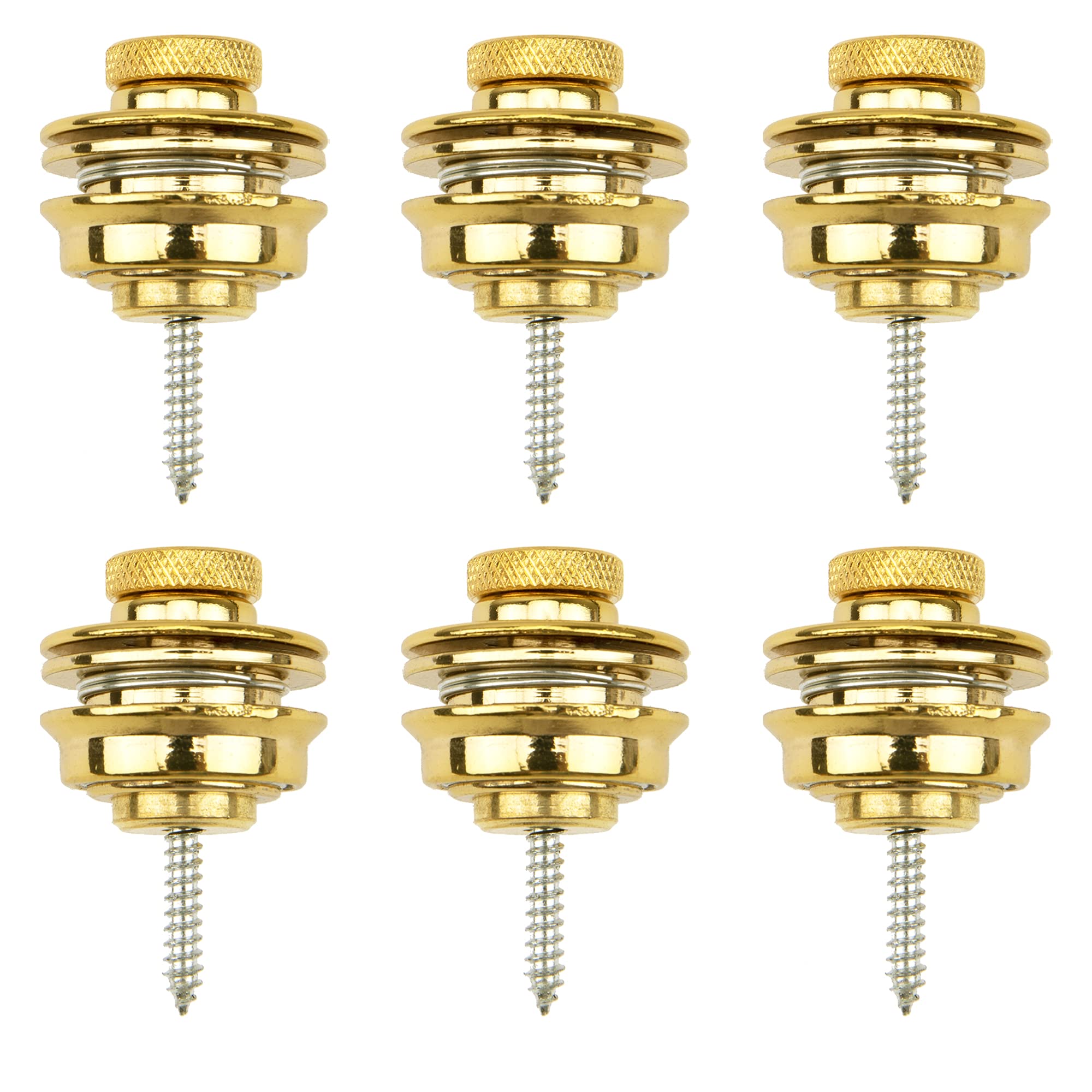 6Pcs Yootones Guitar Strap Locks Flat Round Head Heavy Duty Metal Button Security Straplock Compatible with Electric Acoustic Gu