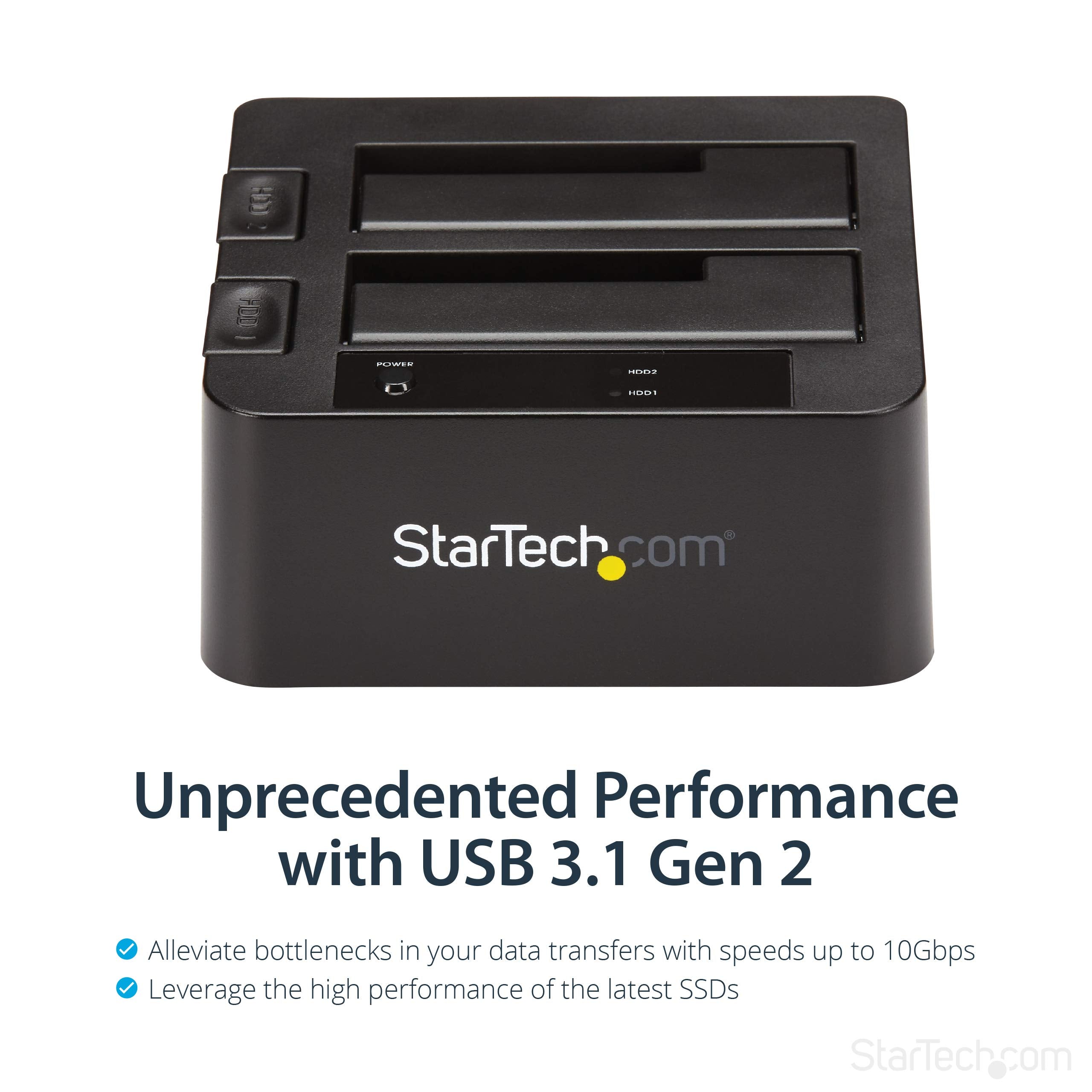 Startech.Com Dual Bay Usb 3.1 To Sata Hard Drive Docking Station, Usb 3.1 (10 Gbps), External 2.5/3.5'' Sata I/Ii/Iii, Ssd/Hdd D