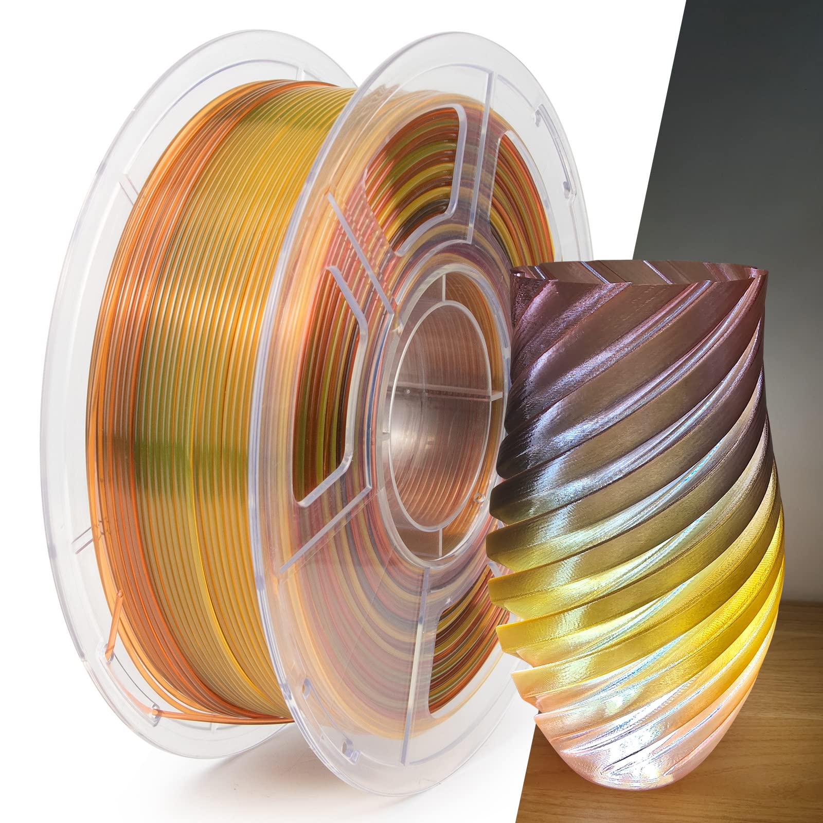Isanghu Gradient Transparent Petg 3D Printer Filament 1.75Mm, Multicolor Changing 3D Printing Filament With Light Transmission F