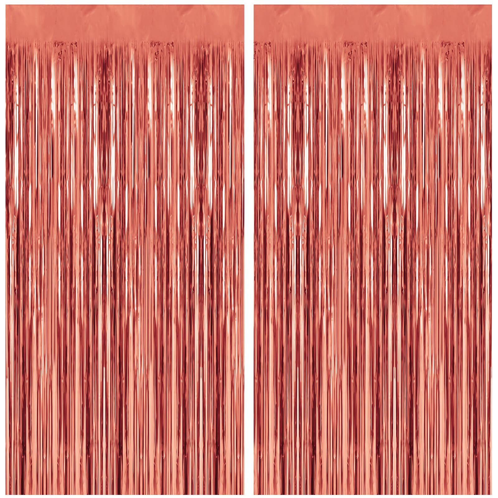 Uscnc 2 Pack 3.2Ft X 8.2Ft Rose Gold Foil Fringe Curtains Party Photo Backdrop Party Streamers For Birthday,Graduation,New Year