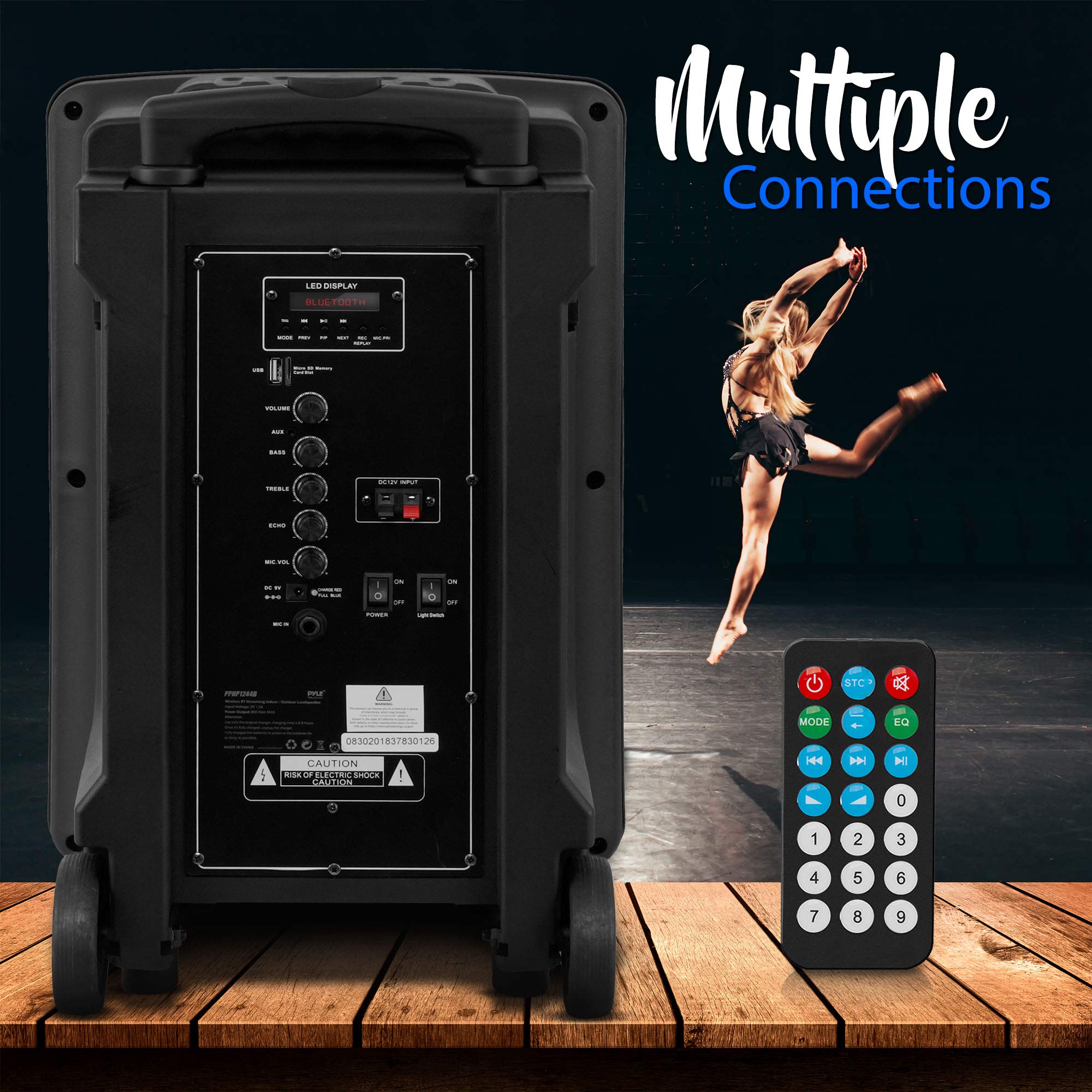 Pyle Wireless Portable Pa Speaker System   800W Powered Bluetooth Indoor & Outdoor Dj Stereo Loudspeaker With Mp3 Aux 3.5Mm Inpu