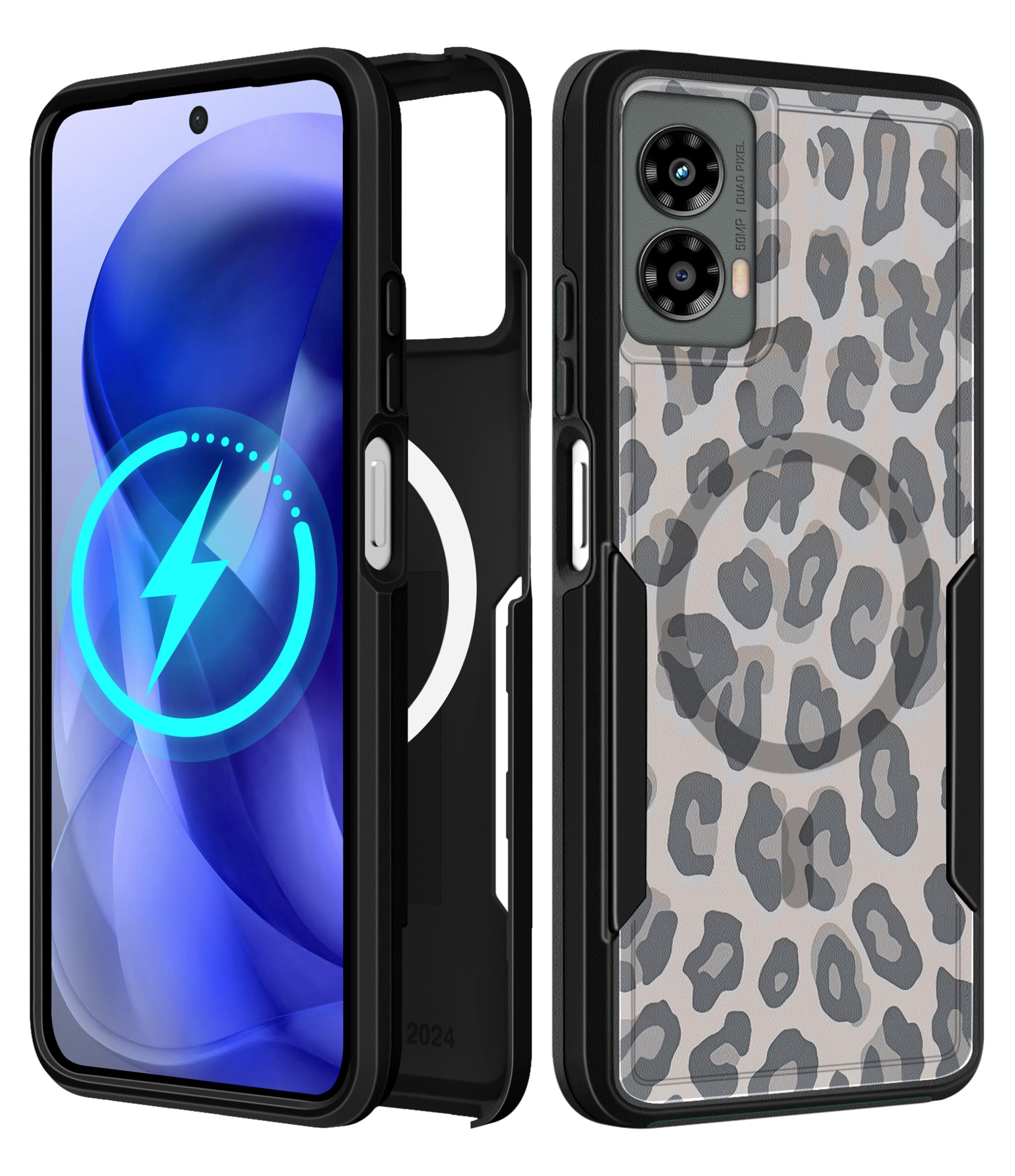 LISEVO for Moto G 5G 2024 Case - Compatible with MagSafe Women Girls Cute Magnetic Protective Phone Cover Cool Fun Unique Leopar