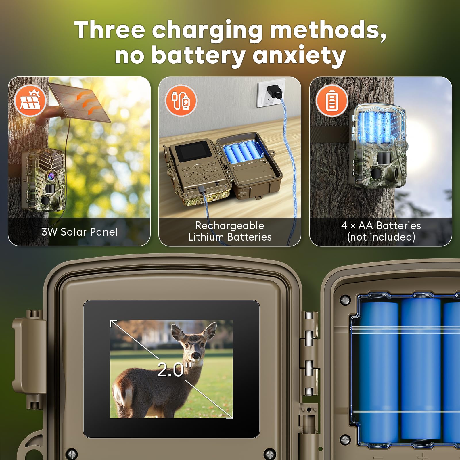 Solareye Trail Camera Wifi - Solar Powered 4K 64Mp Game Cameras With Night Vision Motion Activated Waterproof With 32Gb Micro Sd