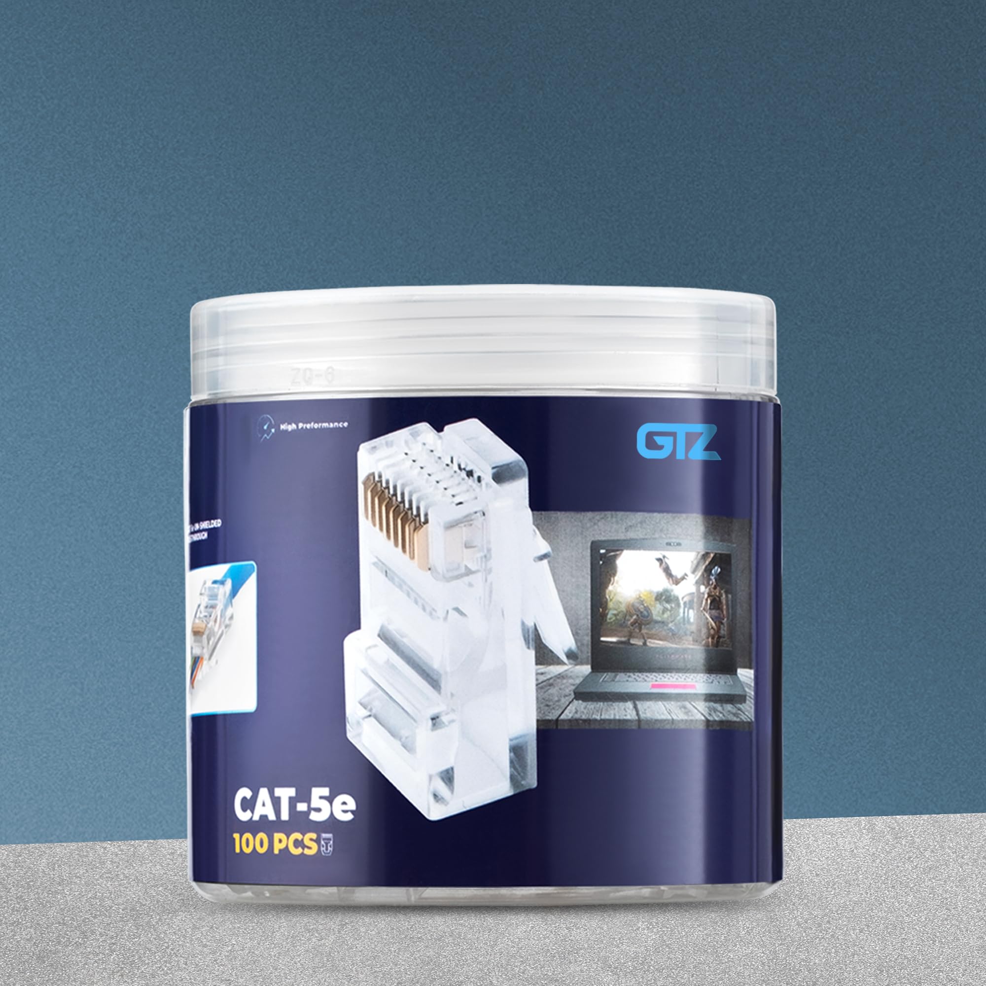 Gtz Rj45 Cat5E Pass Through Connectors   Pack Of 100   Ez To Crimp Modular Plug For Solid Or Stranded Utp Network Cable   Male E