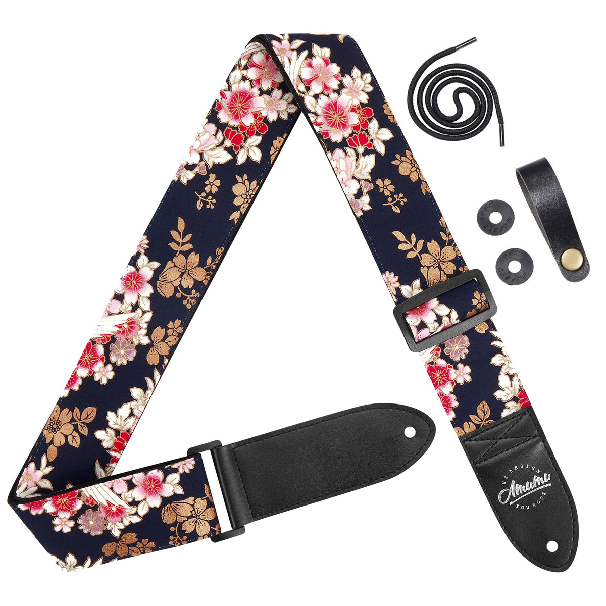 Amumu Peony Crane Guitar Strap For Acoustic Guitar Electric Guitar And Bass Guitar   2 Inches Wide
