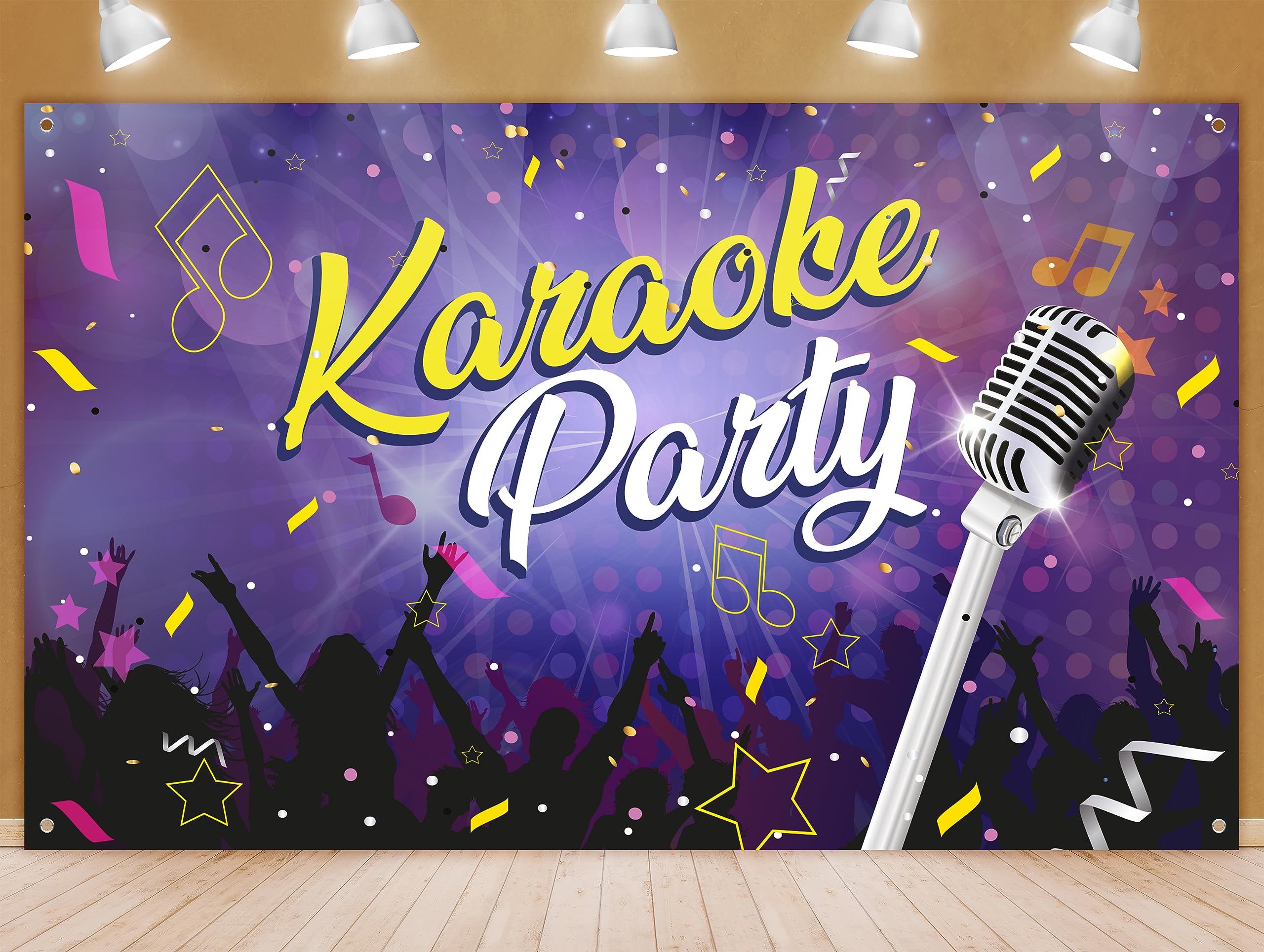 Karaoke Party Backdrop   Music Disco Bday Theme Studio Background Banner Decorations Photography Supplies For Birthday Party   F