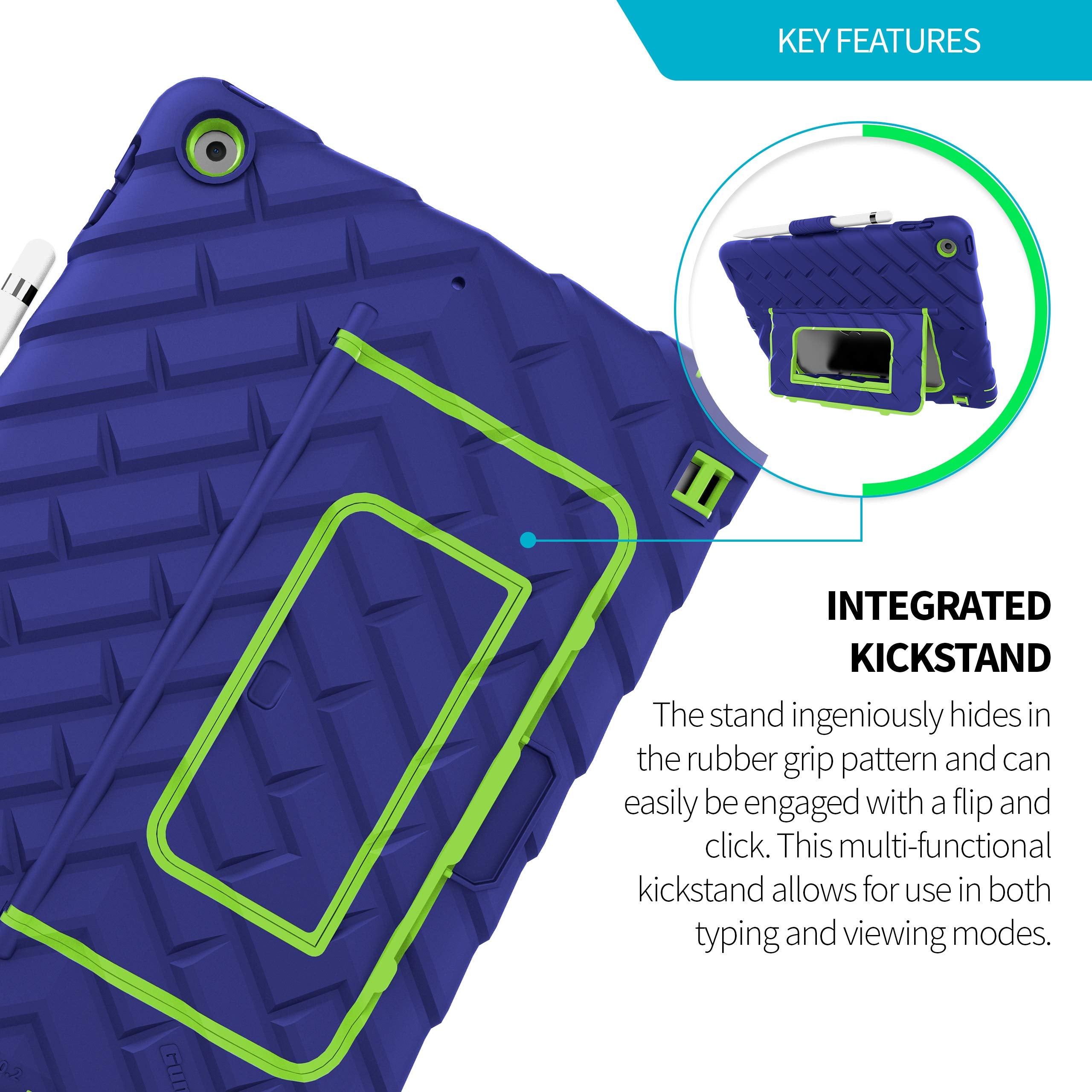 Gumdrop Hideaway Case Fits Apple Ipad 9Th | 8Th | 7Th Gen (10.2 Inch) Designed For K 12 Students Teachers And Classrooms�Drop Tested Rugged Shockproof Bumpers For Reliable Device Protection�Blue/Green