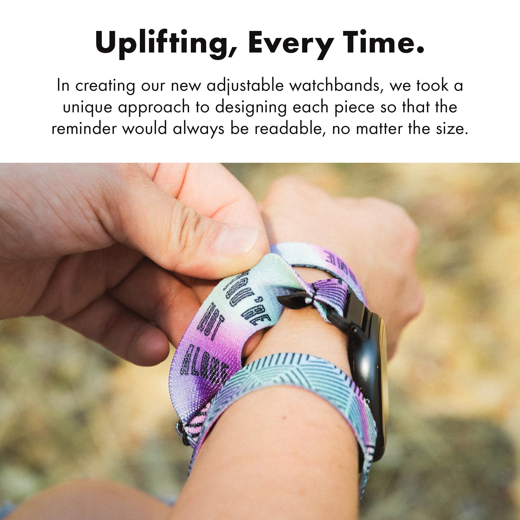 Zox Android Smart Watch Band - You 'Re Not Alone | Soft, Adjustable Elastic Band With Motivational Affirmations And Beautiful Ar
