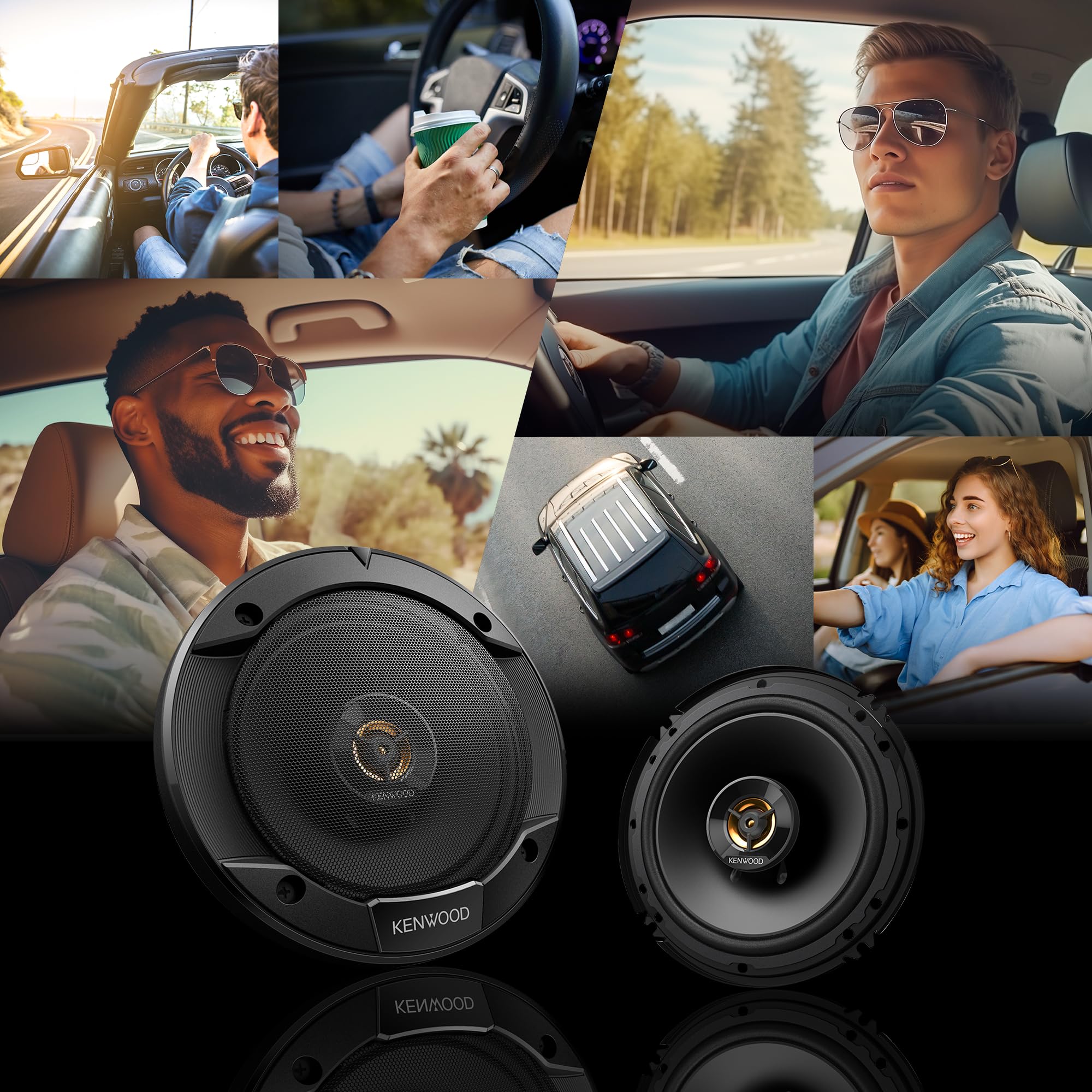 Kenwood Kfc 1666R Road Series Car Speakers (Pair)   6.5'' 2 Way Car Coaxial Speakers, 300W, 4 Ohm Impedance, Cloth Woofer & Bala