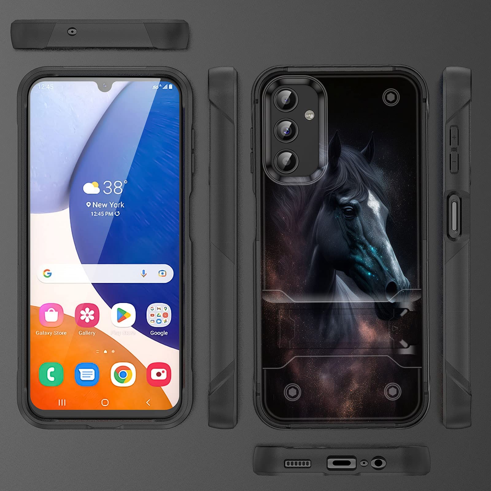 Efgwsder For Galaxy A14 5G Case With Kickstand,Dual Layer Hybrid Hard Pc & Soft Silicone Rugged Shockproof Protective Phone Case