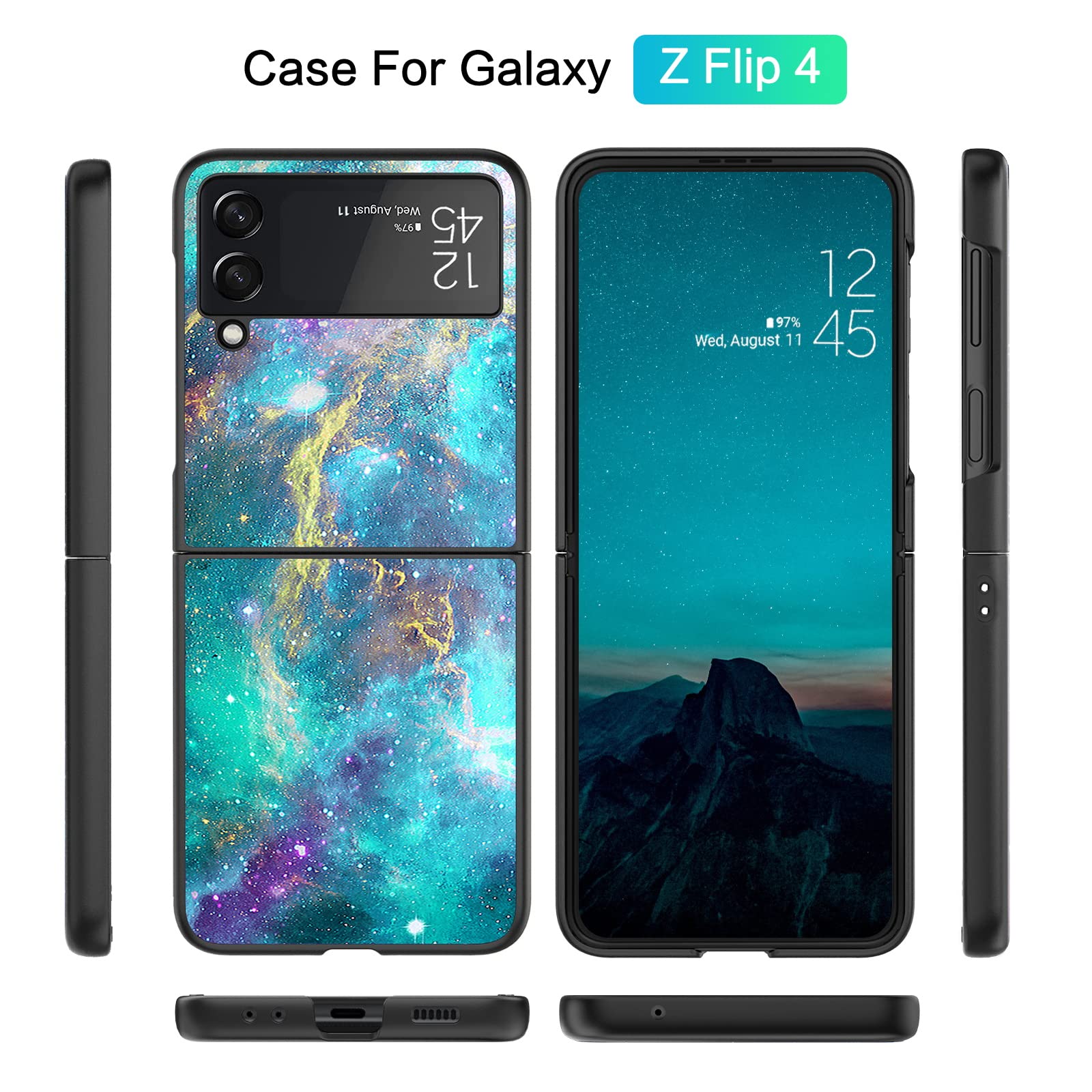 Veningo Galaxy Z Flip 4 Case, Slim Fit Glow In The Dark Shockproof Hybrid Hard Pc Soft Tpu Bumper Anti Scratch Non Slip Protecti