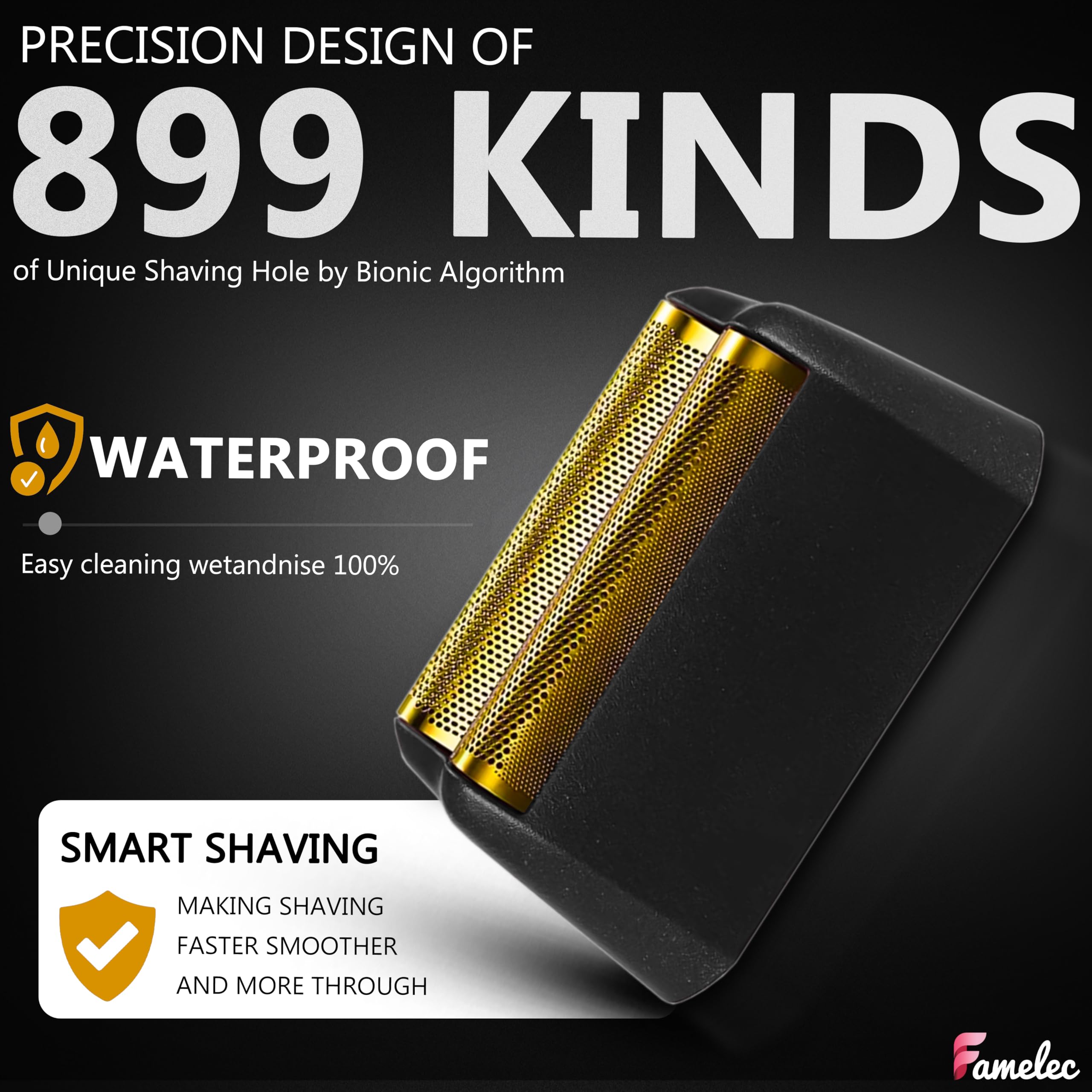 Famelec Black Razor Blades 5 Star Series For Wahl Foil Shaver Replacement Head Model 7031 100, 7043 100, Foil & Cutter Bar Assem