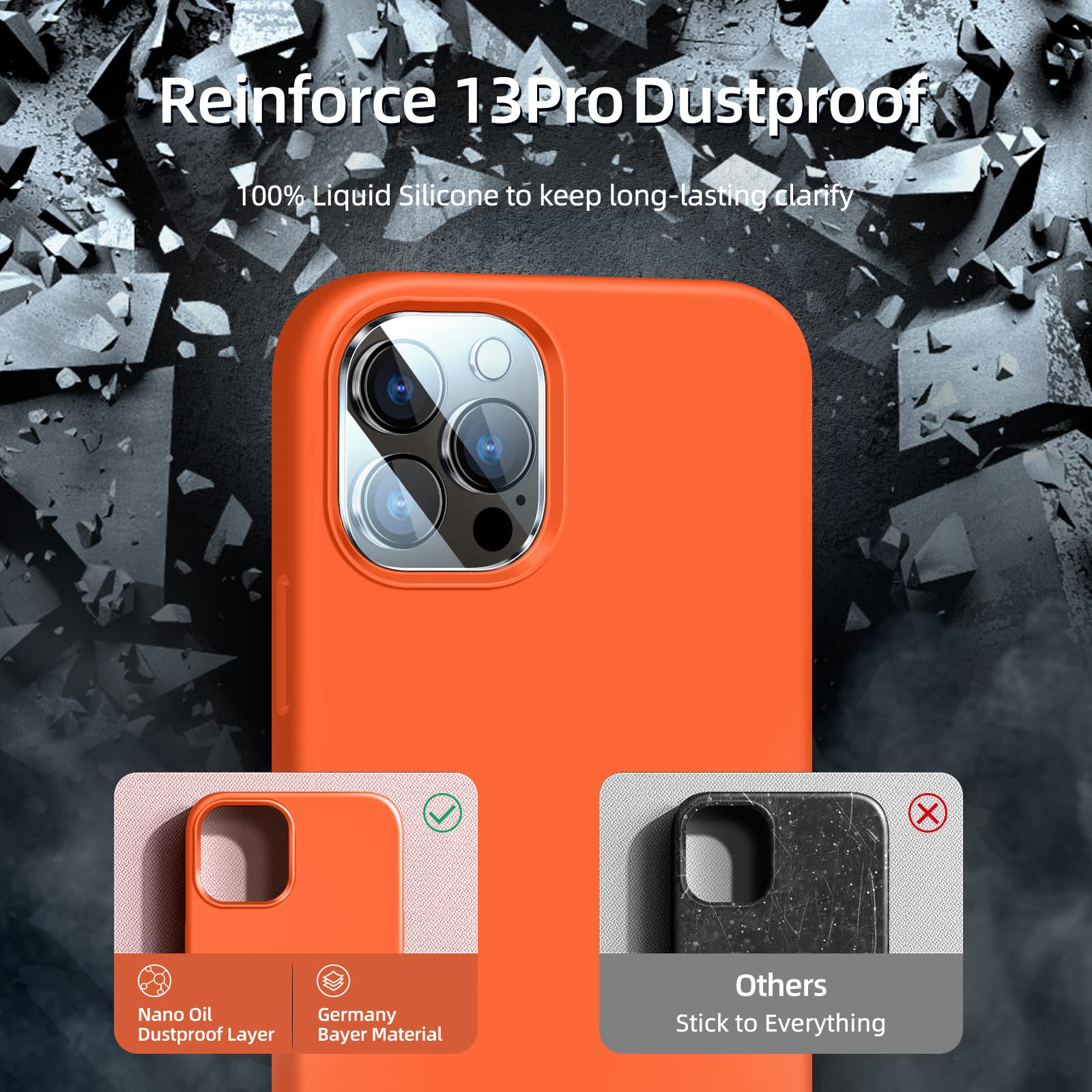 Dssairo [5 In 1 For Iphone 13 Pro Case, With 2 Pack Screen Protector + 2 Pack Camera Lens Protector, Liquid Silicone Ultra Slim