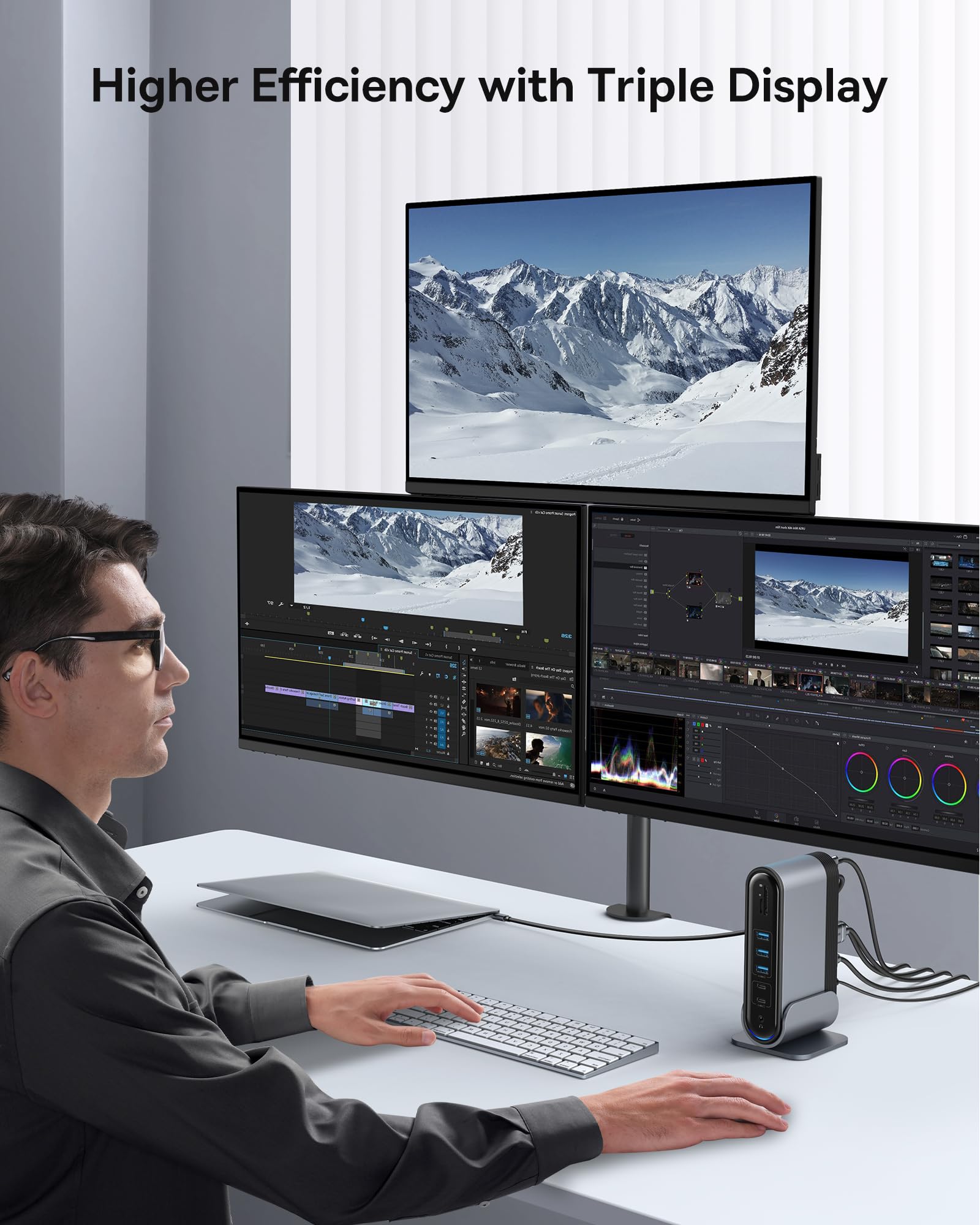 Baseus 17 In 1 Docking Station, Laptop Docking Station 3 Monitors With 4K Hdmi+Dp, Usb C Docking Station With 7 Usb, 1000Mbps Ethernet, 100W Pd, Card Readers Compatible With Acer/Hp/Lenovo/Mac/Dell