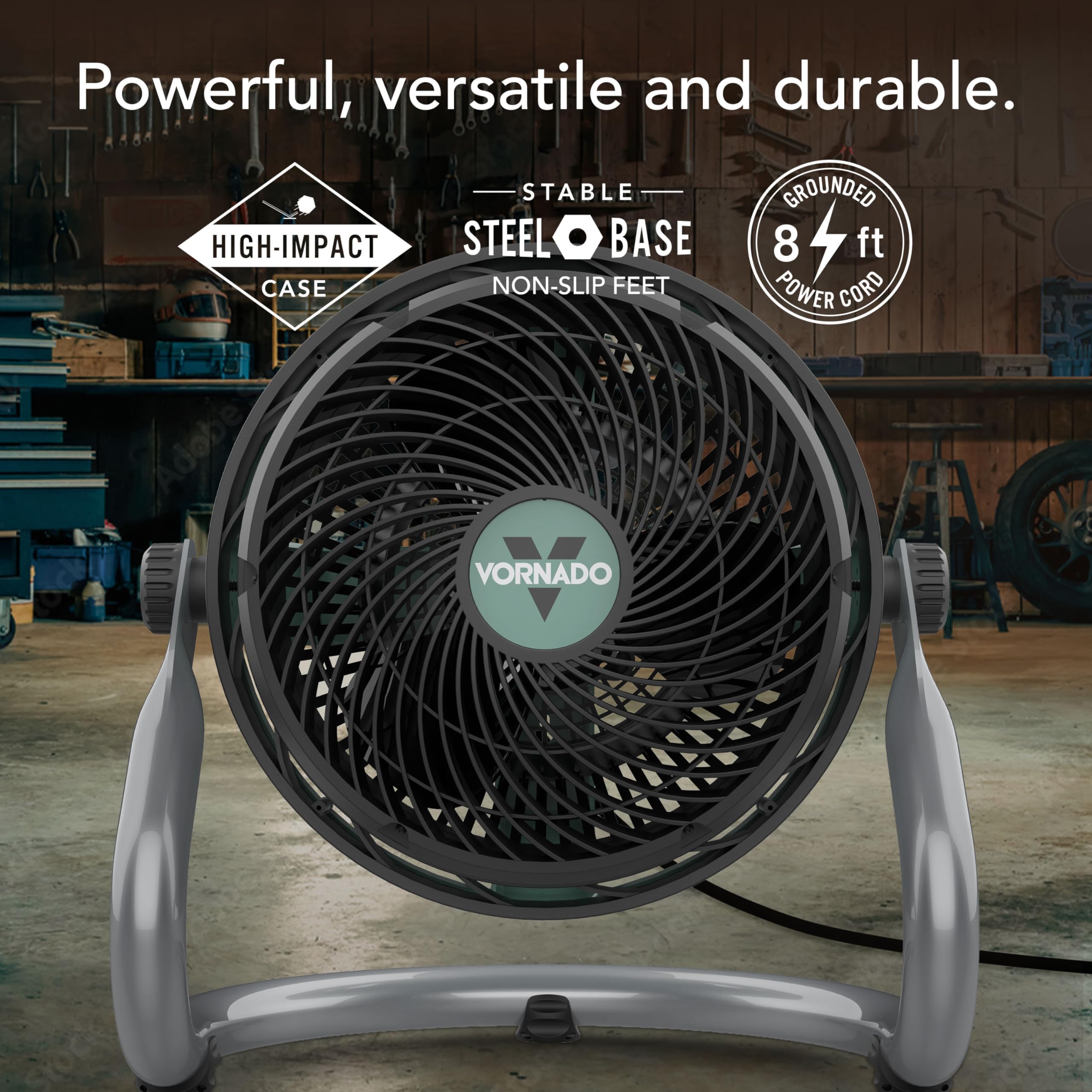 Vornado Exo61 Medium Heavy Duty Air Circulator, 3 Speed High Velocity Shop Fan With High Impact Case And 8 Ft Cord, Powerful Ind