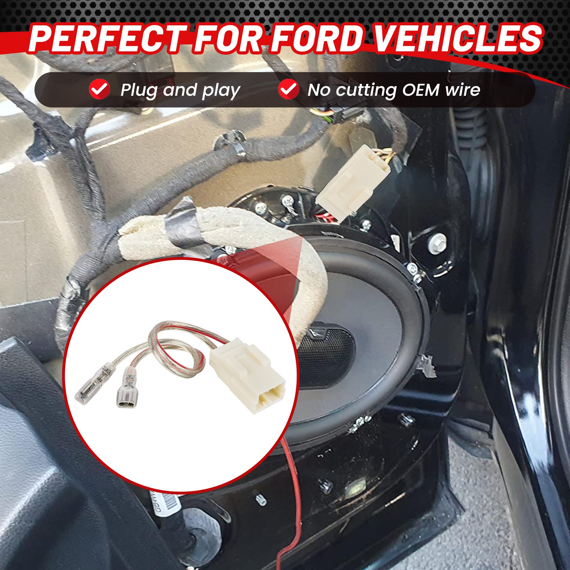 Red Wolf Door Speaker Wiring Harness Adapter 2 Pcs Replacement For 2002 2019 Jeep Wrangler Jk, Chrysler, Dodge Vehicles Install