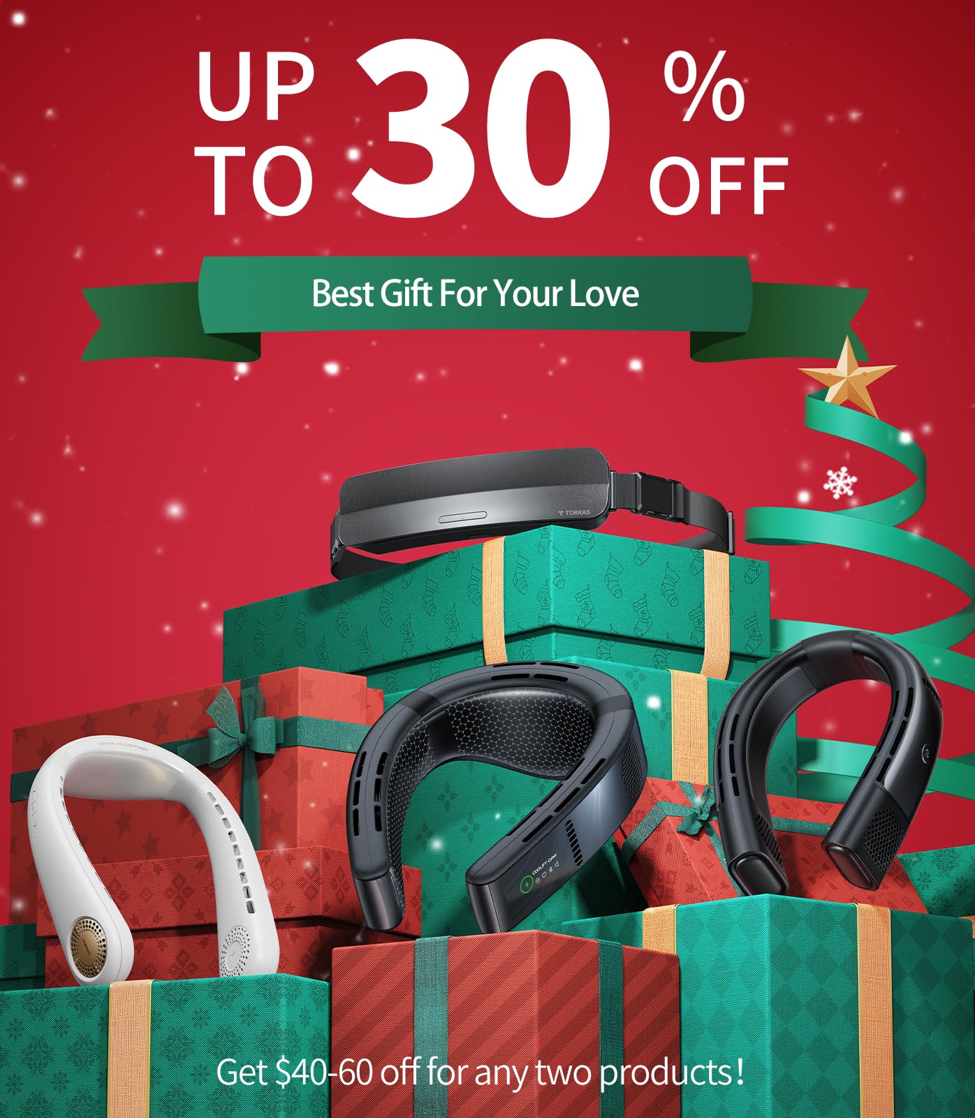 Torras Coolify 2S Neck Air Conditioner, Portable Personal Cooler And Heater Strong Wind, 3 Speed, App Control Neck Fan Rechargea