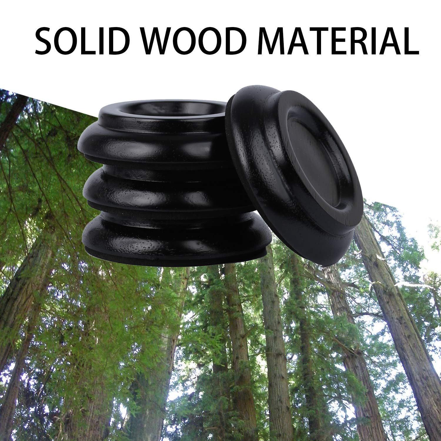 Solid Wood Piano Caster Piano Leg Floor Protectors 4 Pack Upright Piano Caster Cups With Non Slip & Anti Noise Foam (Black)