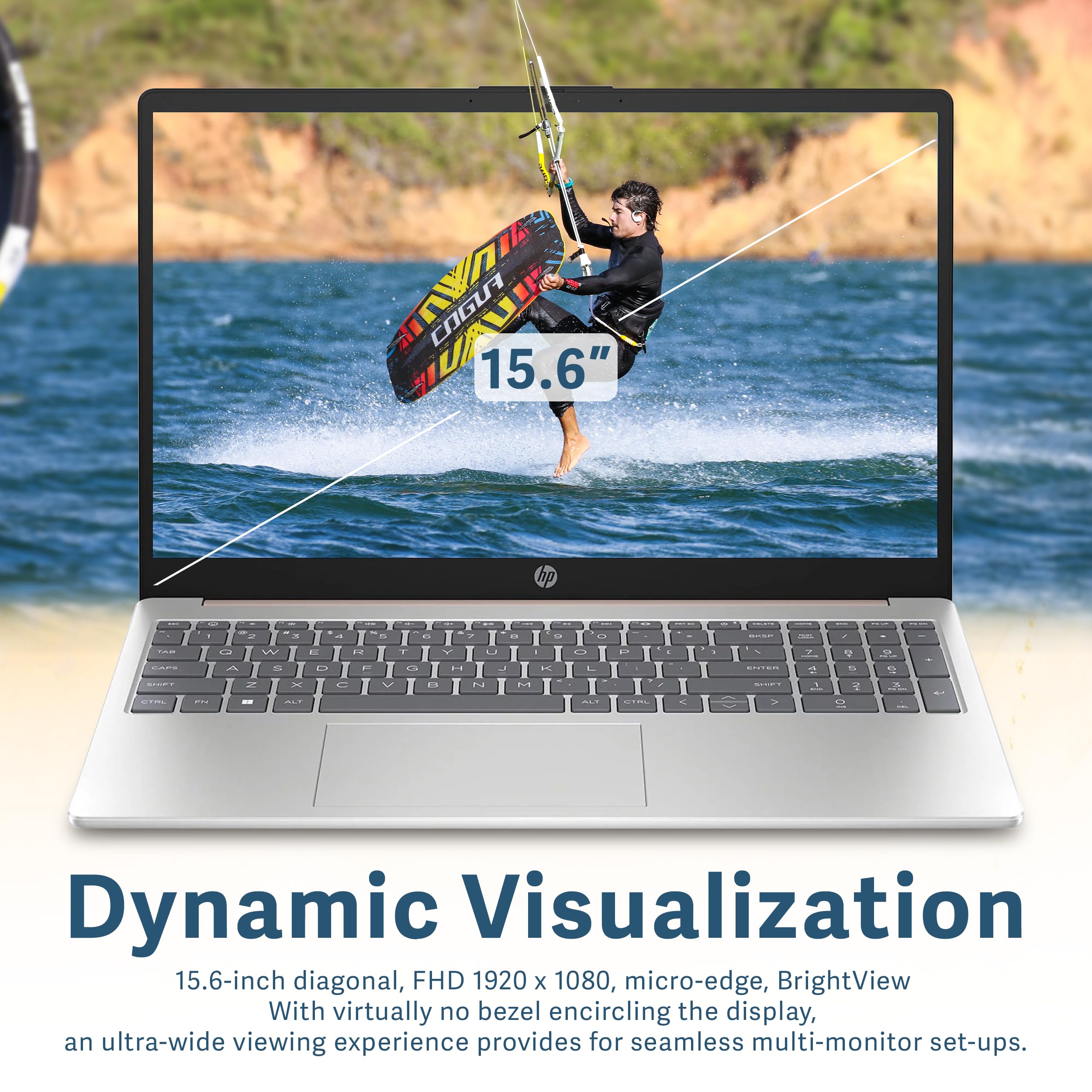 Hp 15.6'' Fhd Laptop, Amd Ryzen 5 7520U, 8Gb Lpddr5 Ram, 256Gb Ssd, Numeric Keypad, 720P Hd Webcam, Wi-Fi 6, Amd Radeon Graphics