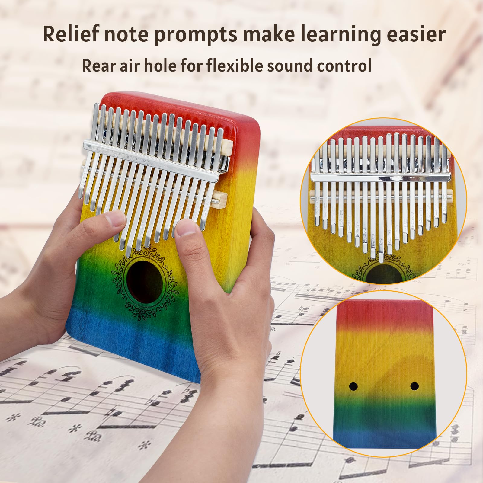 17 Key Kalimba Thumb Piano - Portable Finger Piano With Tuning Hammer & Study Guide, Premium Wood, Unique Musical Gift For Adult