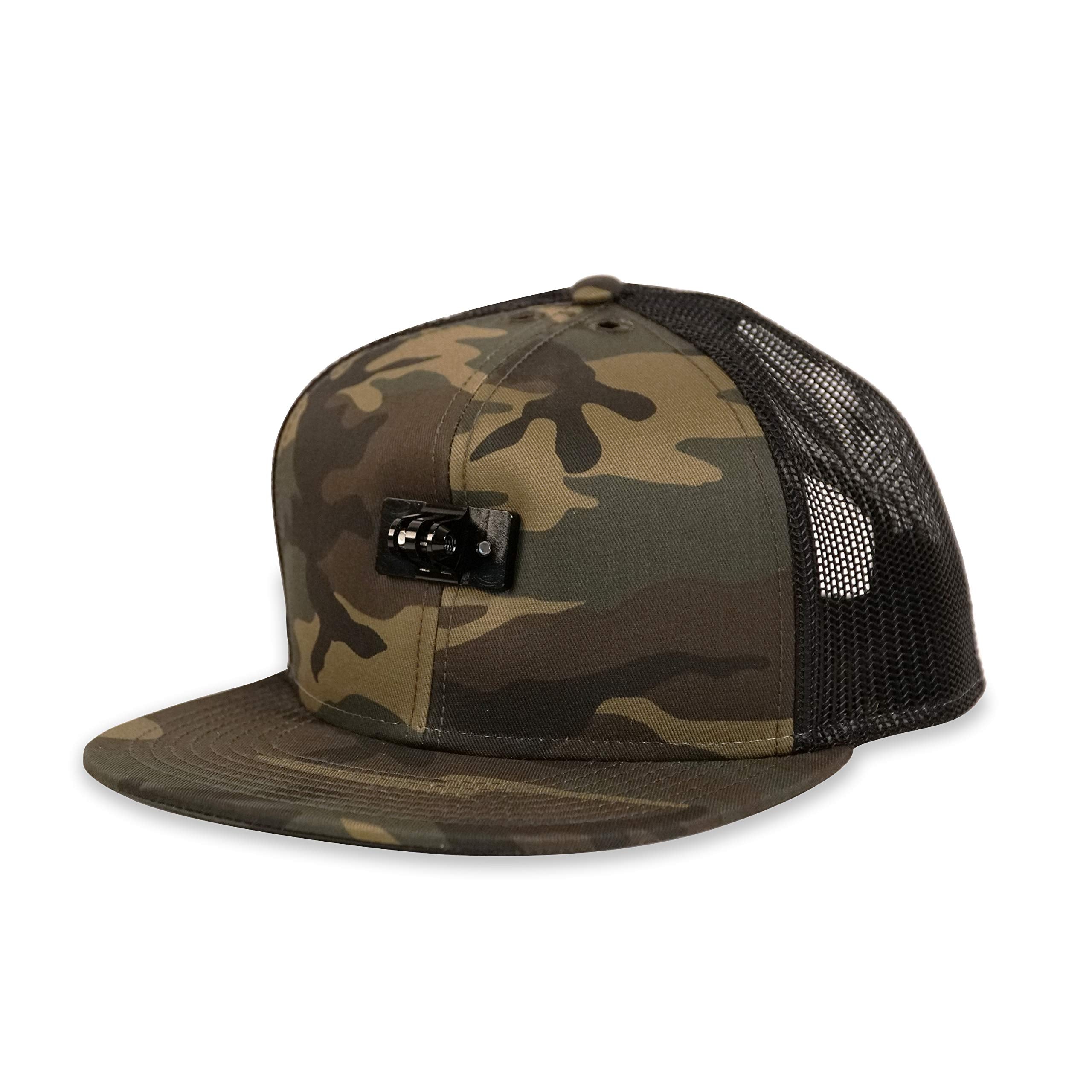 Actionhat Camo Flat Bill   Patented Floating Hat Mount Compatible For Gopro, Dji, Insta360 Action Cameras